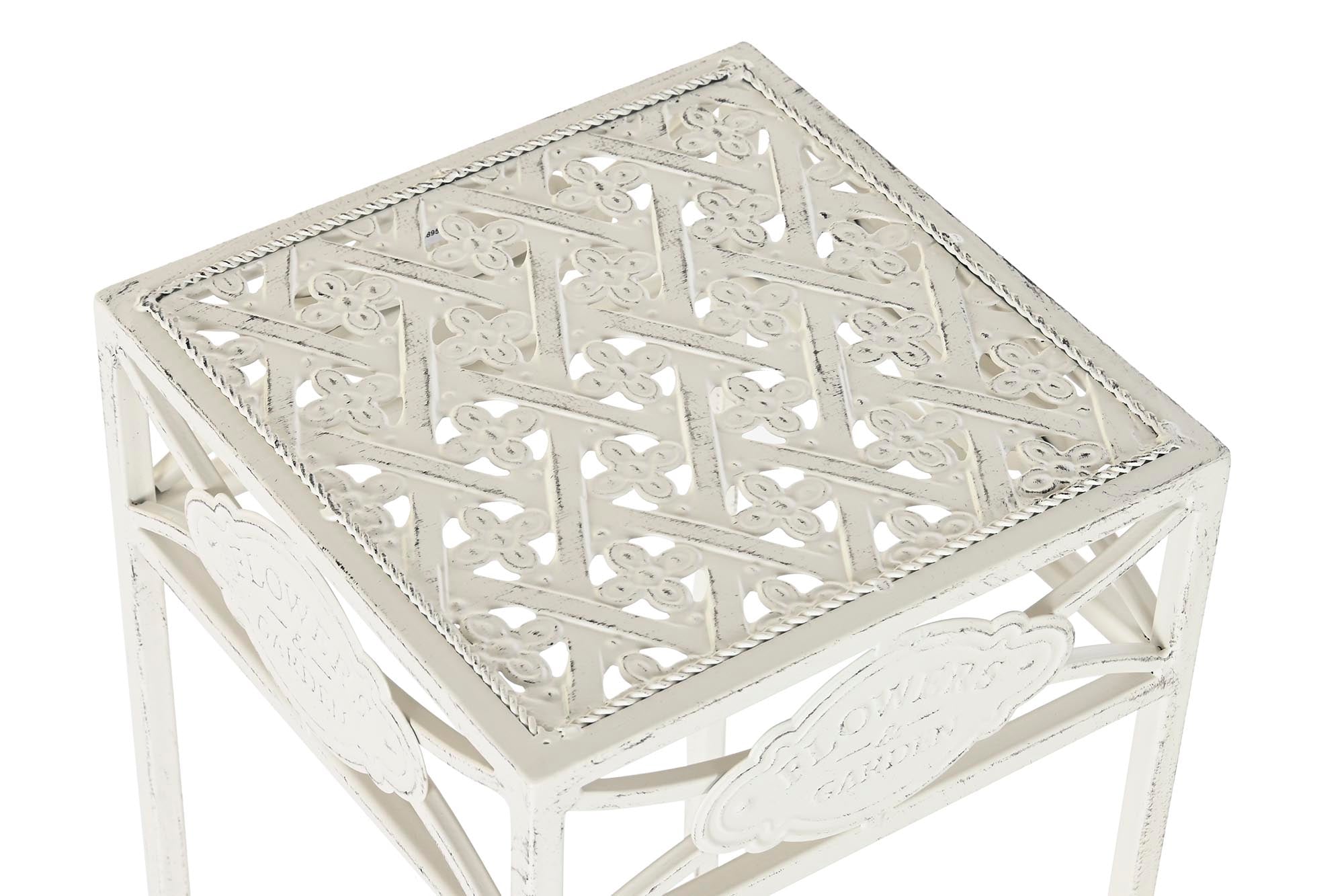 Conjunto de 3 Mesas Laterais Metal 30X30X70 5,00 Branco