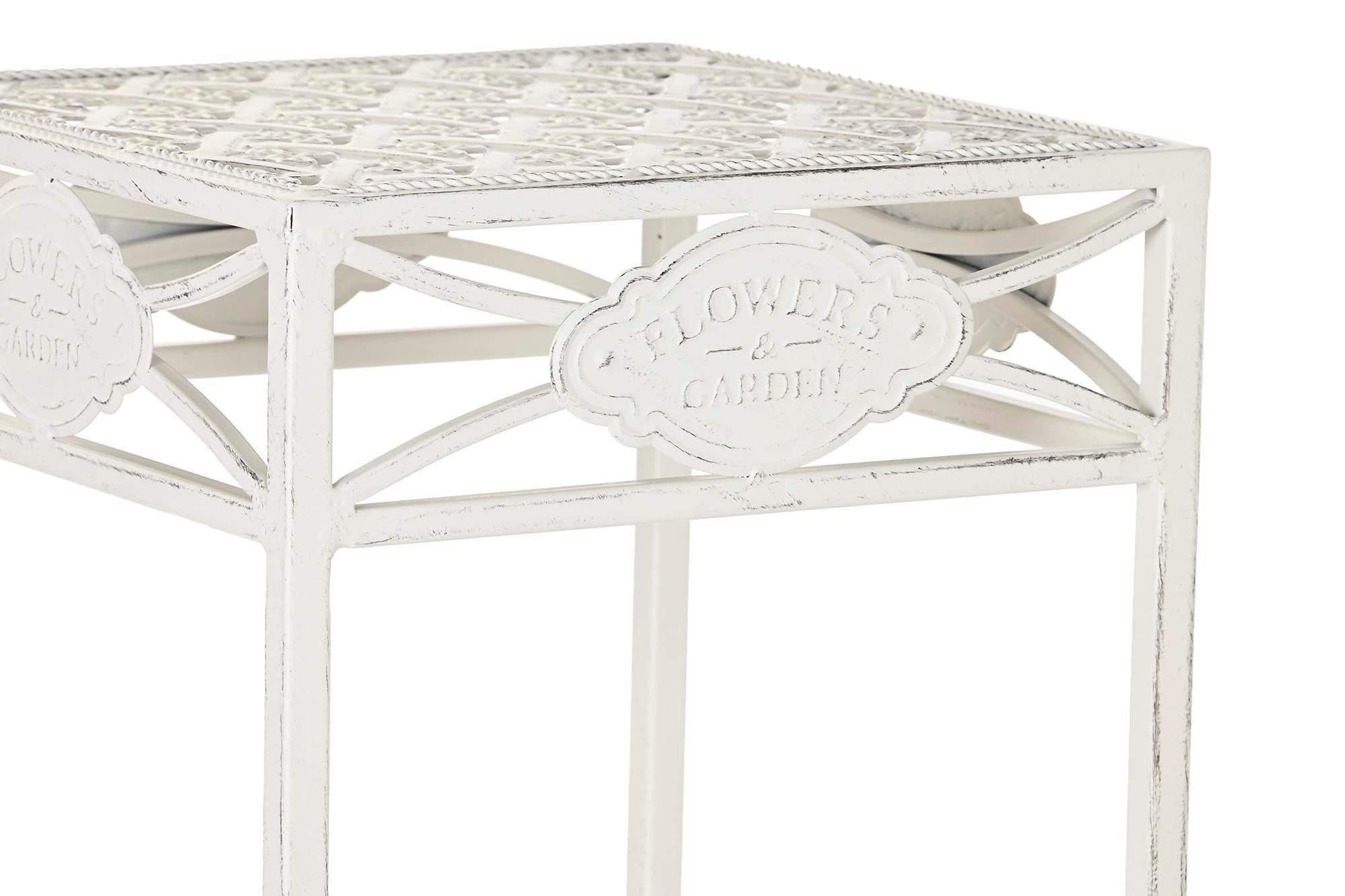 Conjunto de 3 Mesas Laterais Metal 30X30X70 5,00 Branco