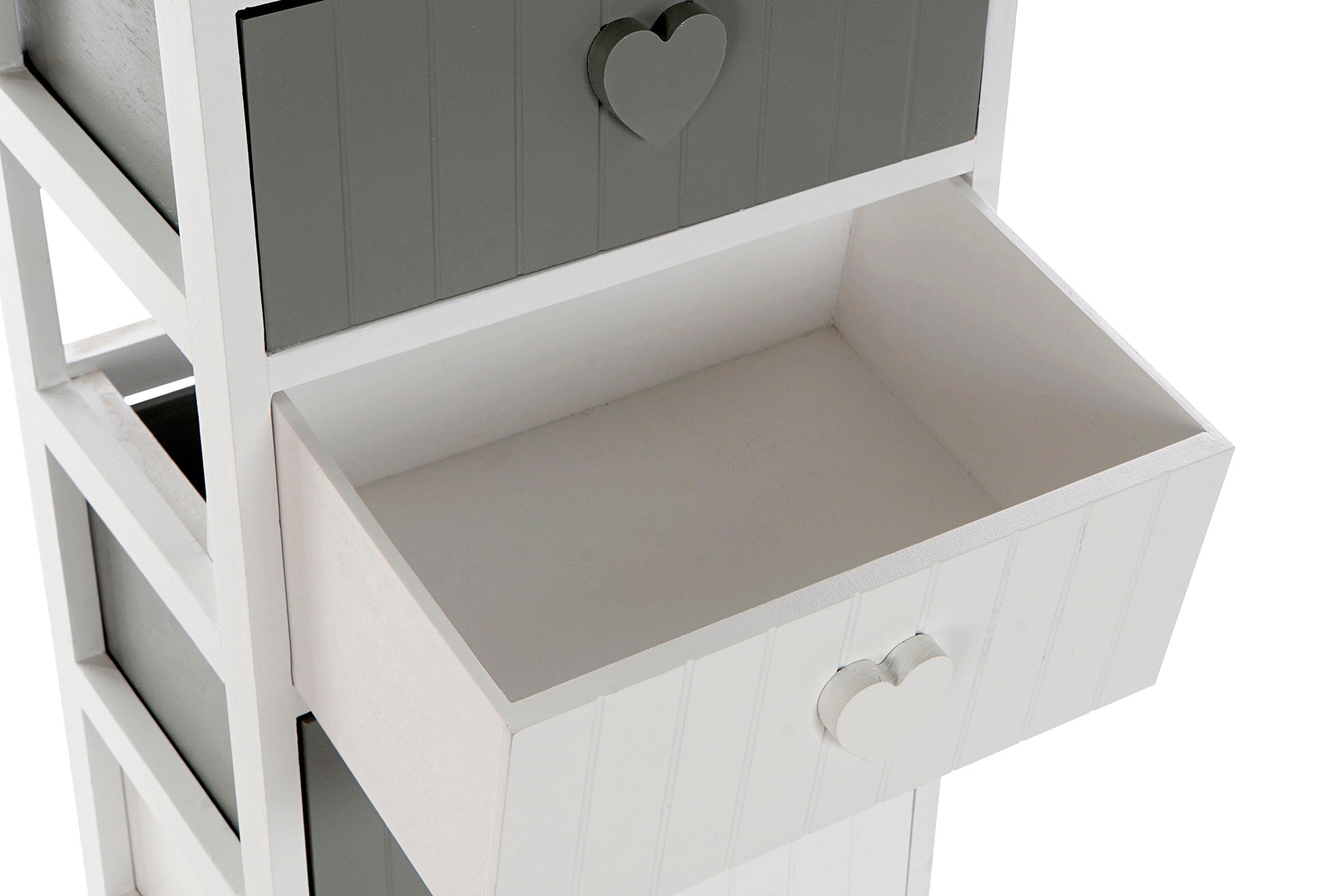 Cajonera Paulownia 40X29X90 Corazones Blanco