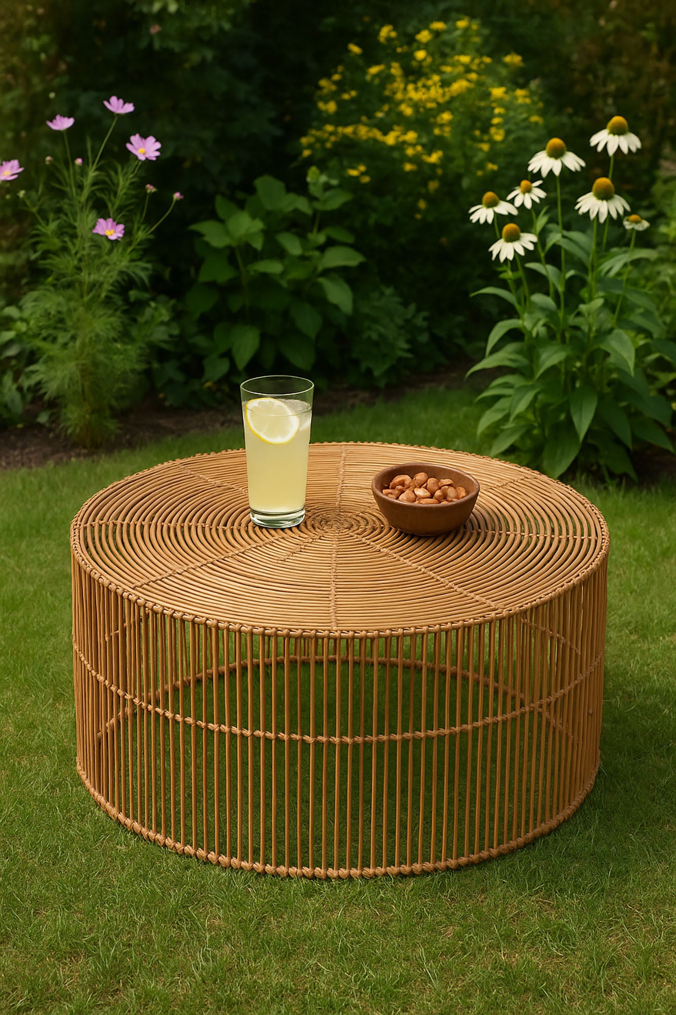 Center Table Set 2 Ratan 70X70X40 Natural