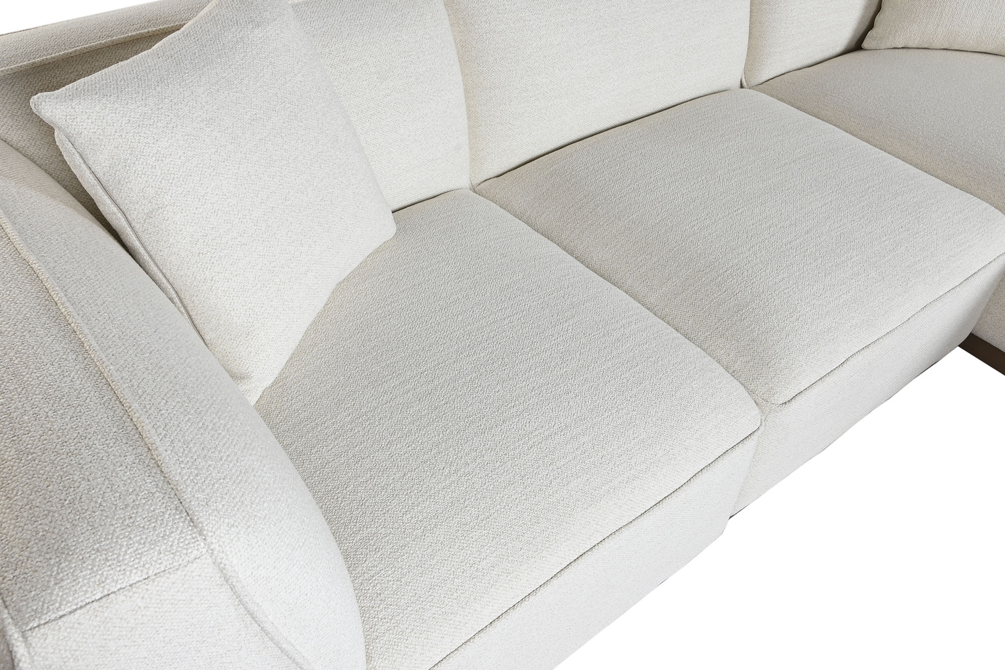 Sofa Madera De Hevea Poliester 279X171X72 Crema