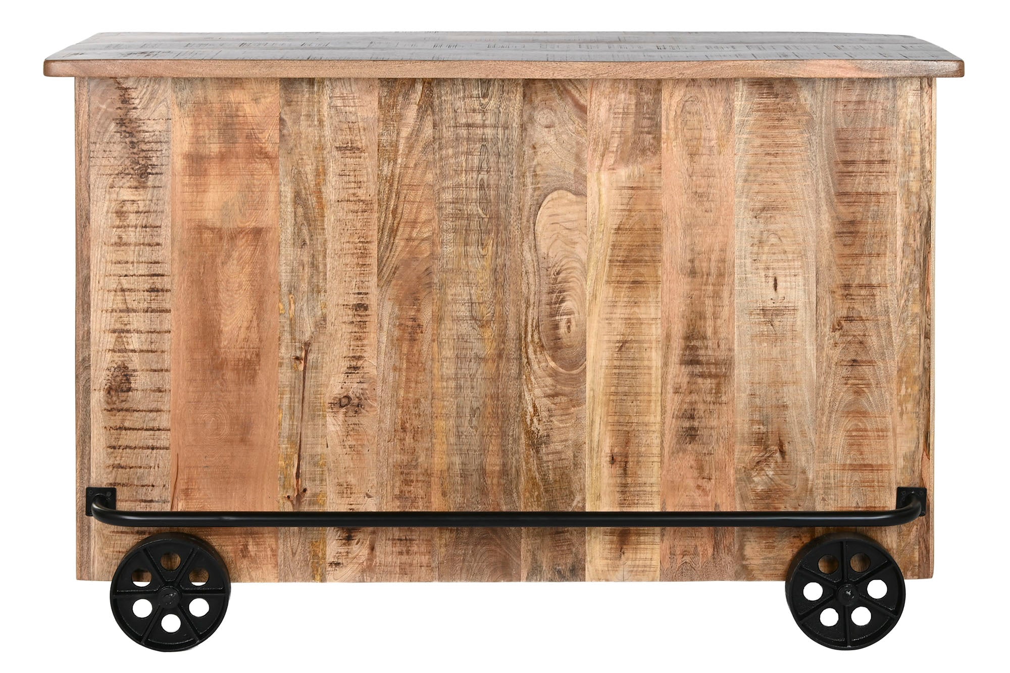 Mueble Bar Mango Metal 145X53X100 Ruedas Natural
