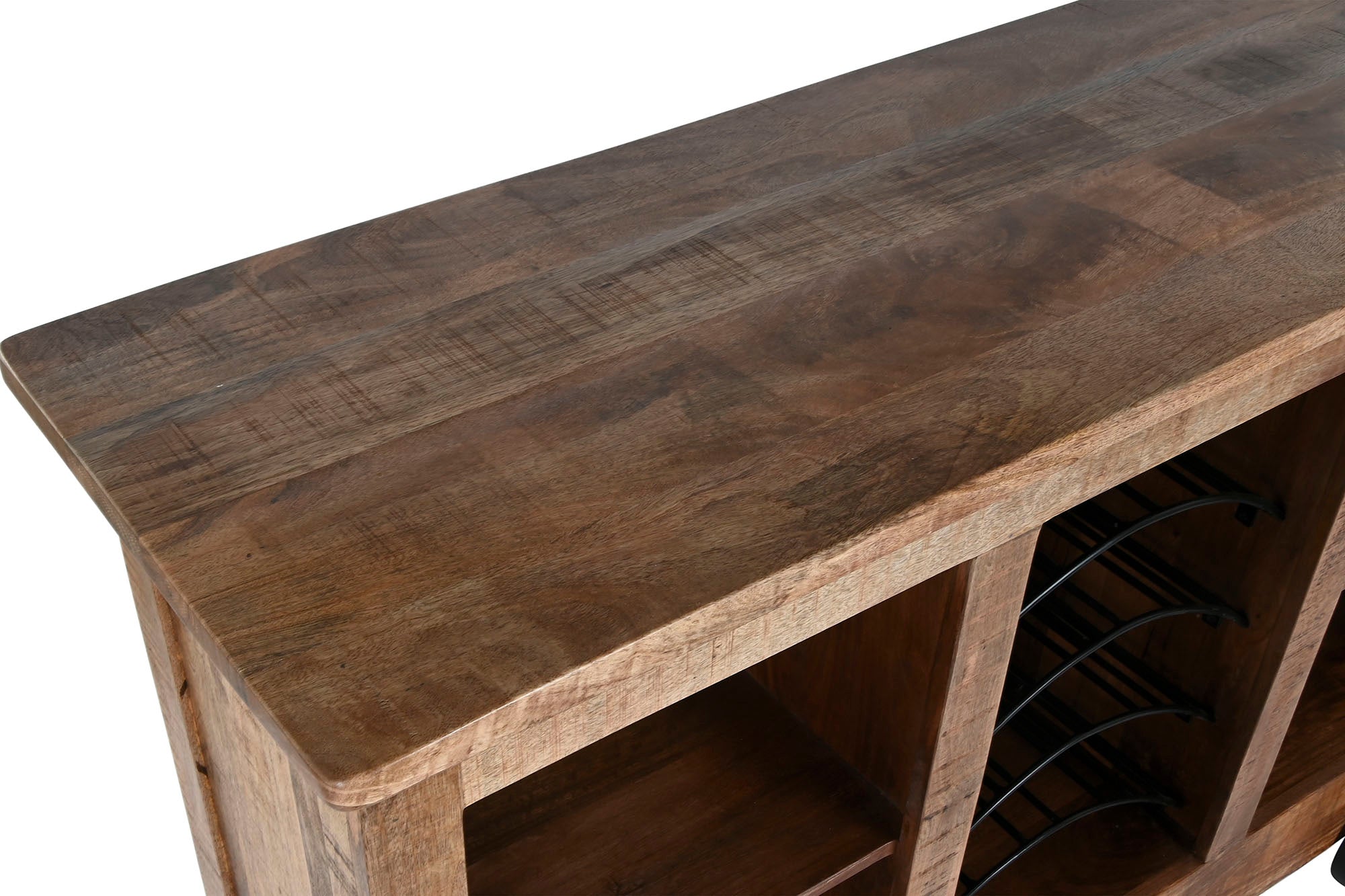 Mueble Bar Mango Metal 145X53X100 Ruedas Natural