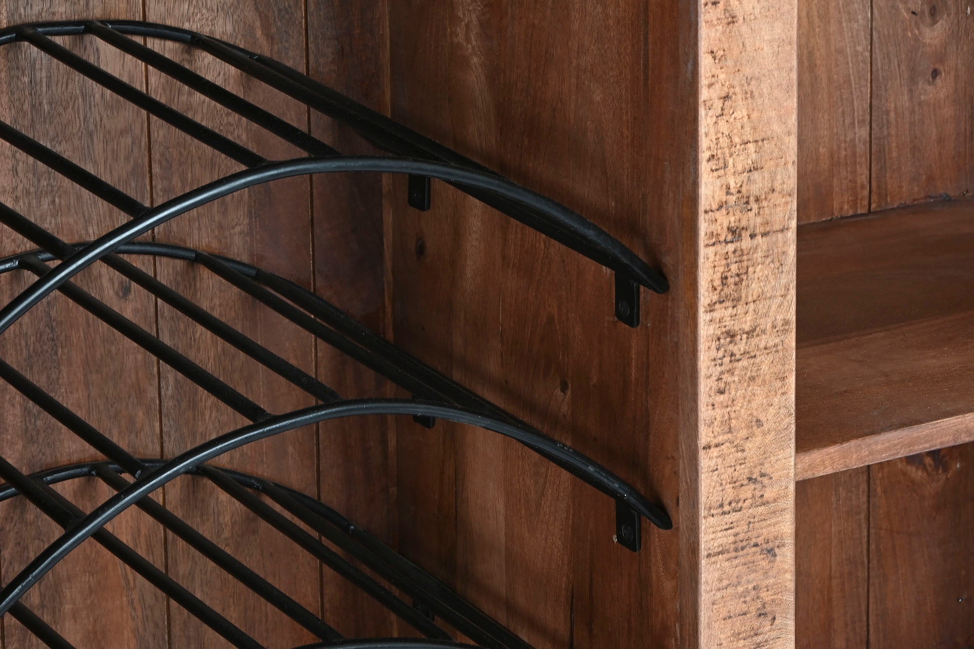 Mueble Bar Mango Metal 145X53X100 Ruedas Natural