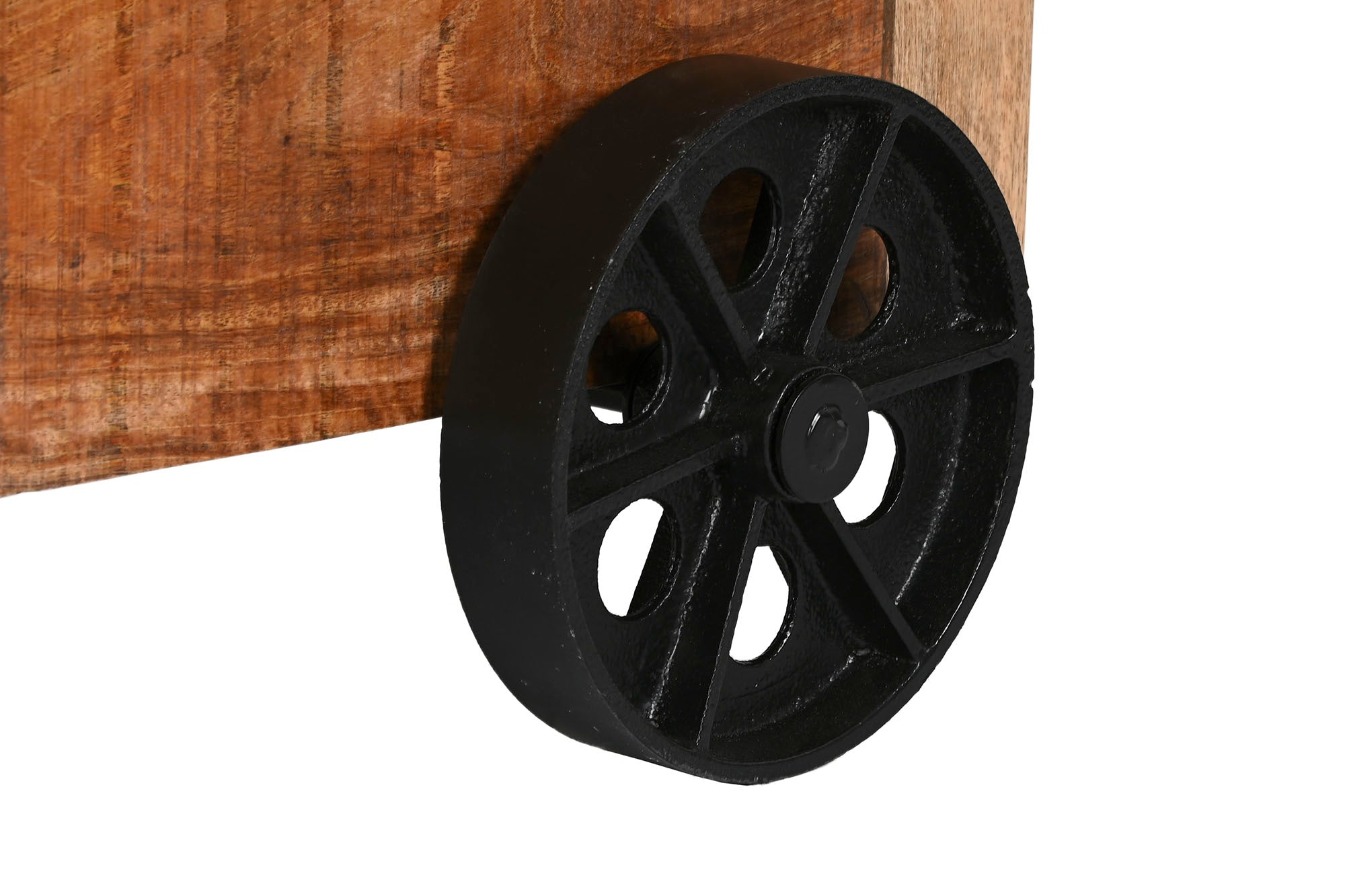 Mueble Bar Mango Metal 145X53X100 Ruedas Natural