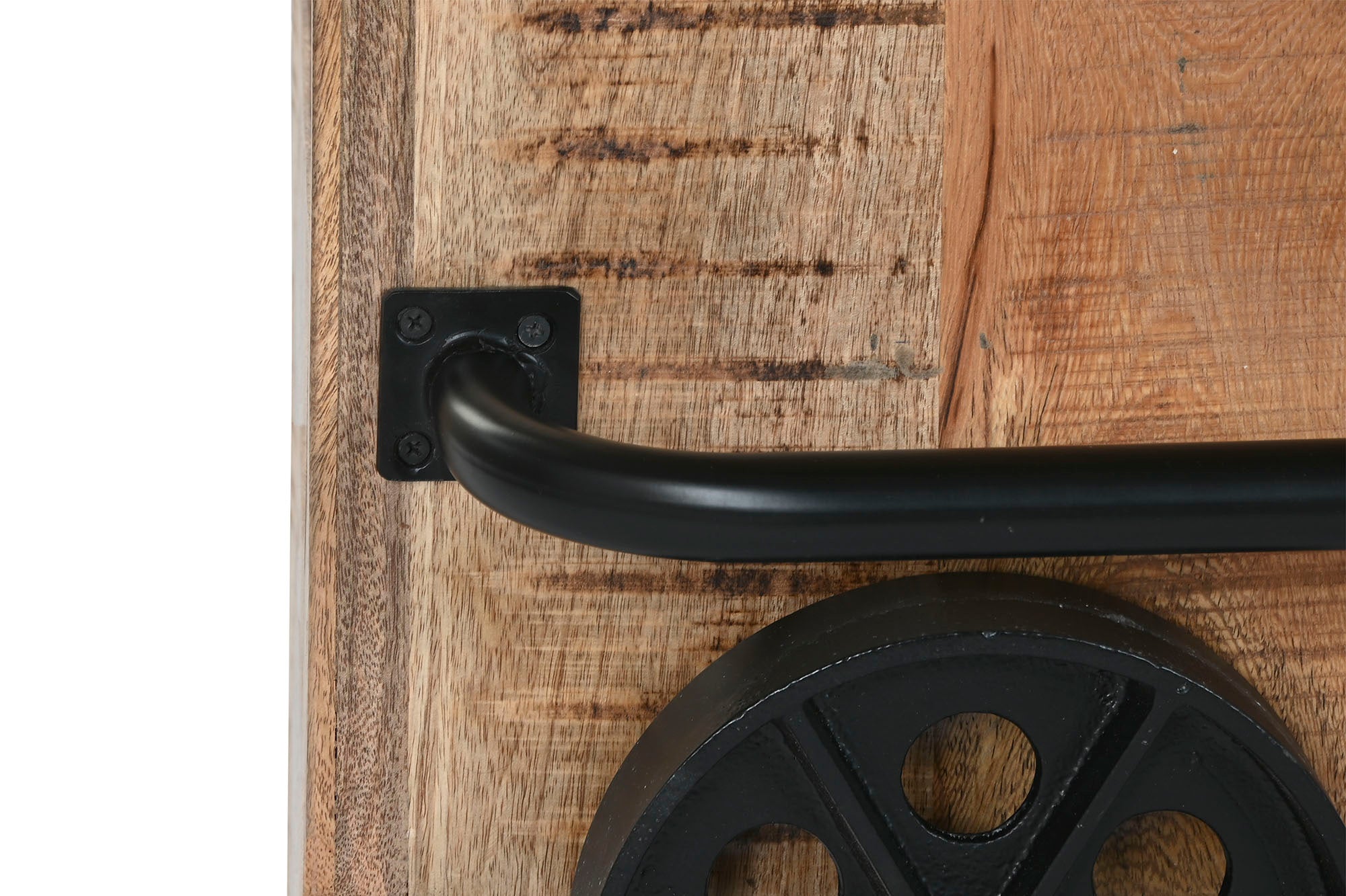 Mueble Bar Mango Metal 145X53X100 Ruedas Natural