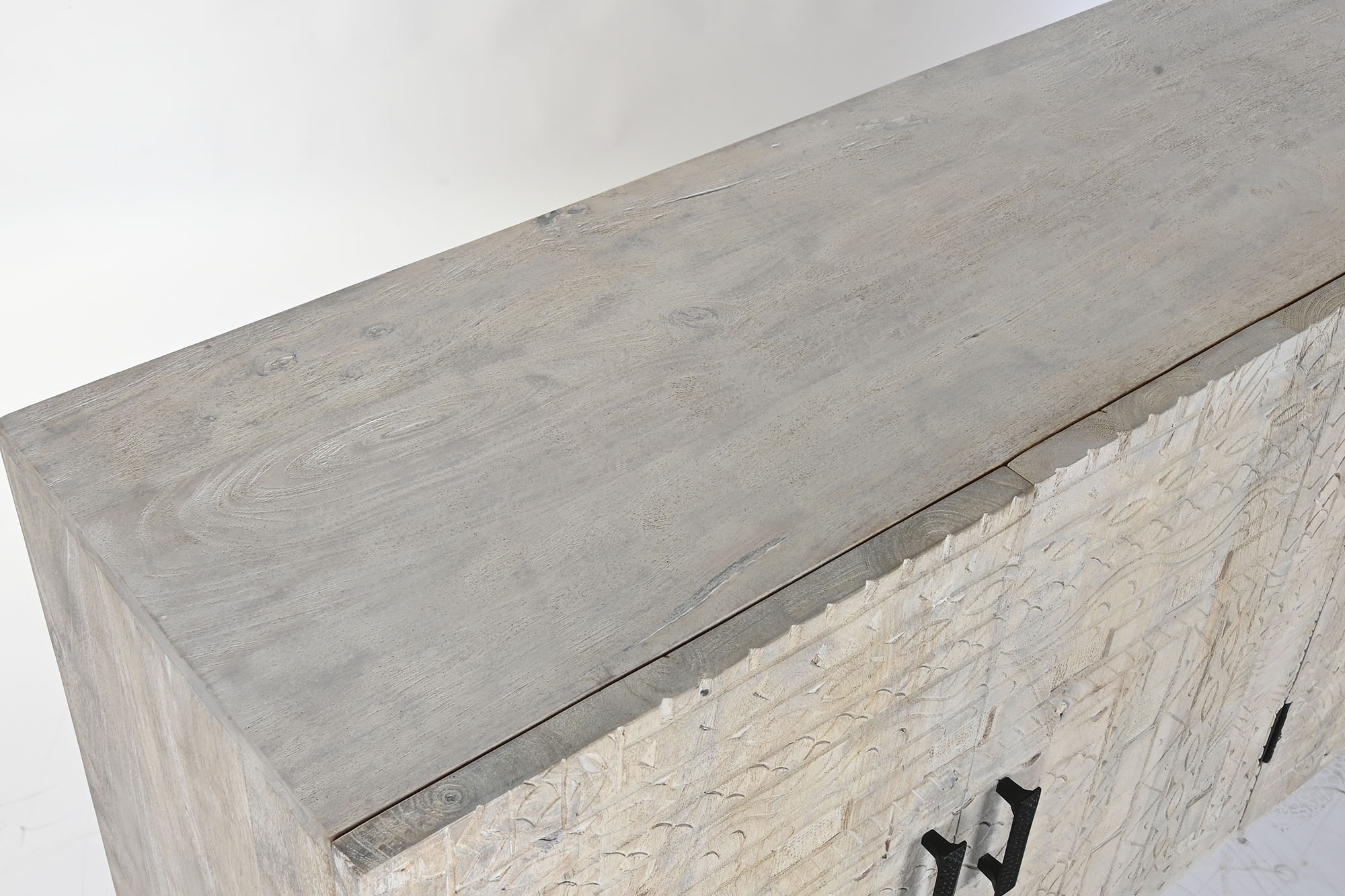Buffet Mango Metal 180X40X85 Tallado Blanco
