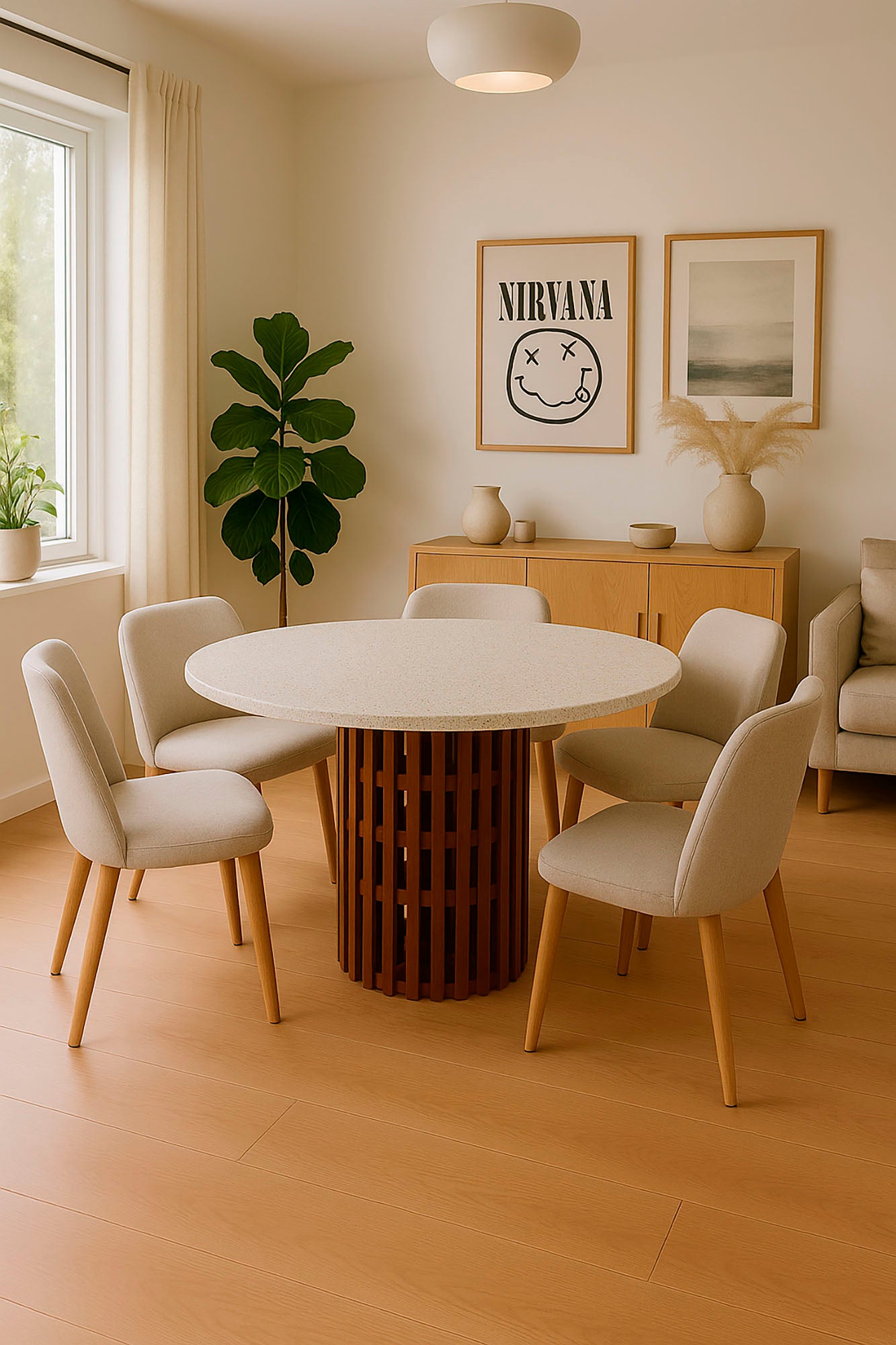 Mesa de Jantar Acacia Terrazzo 130x130x76