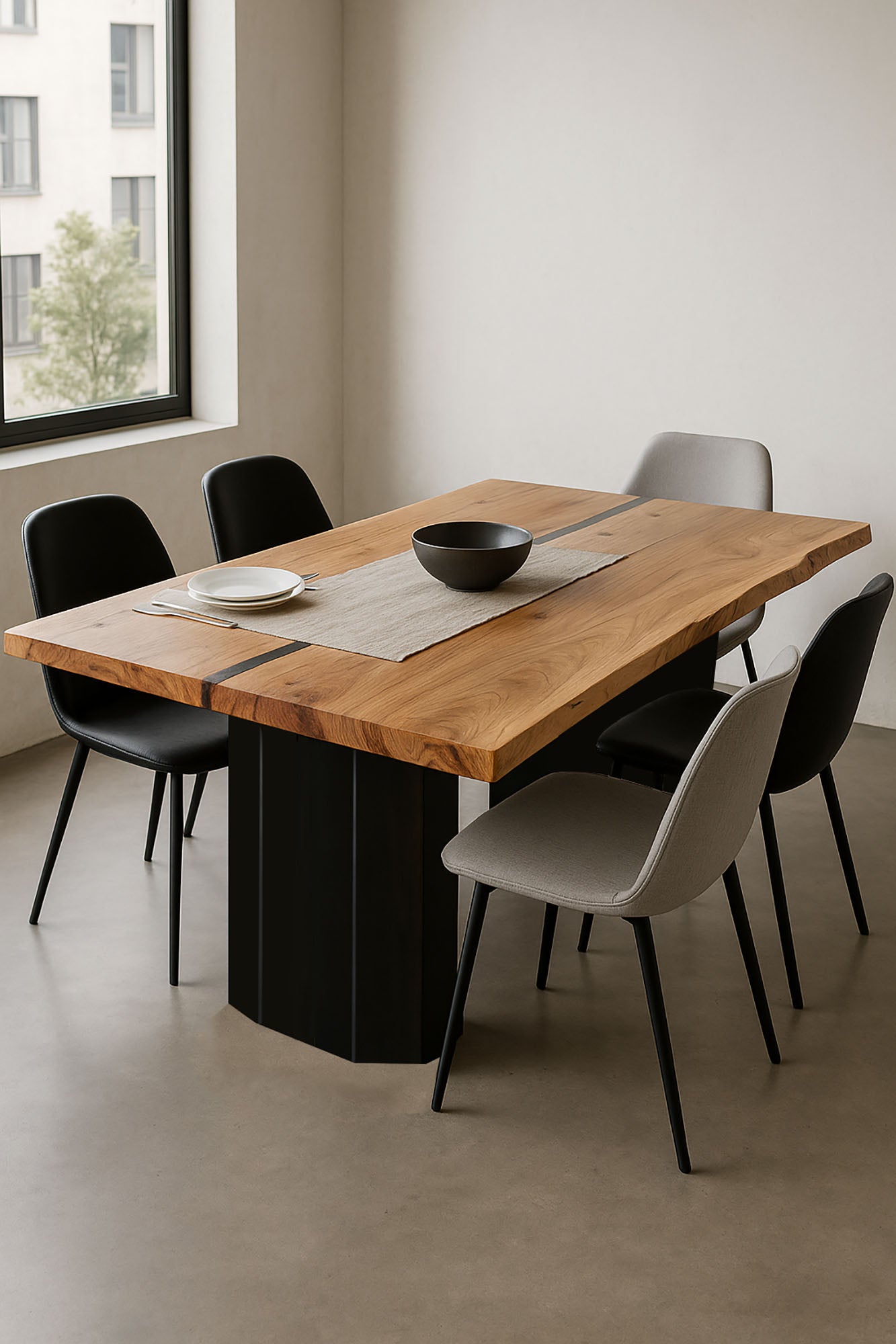 Mesa de Jantar em Metal Acácia 200x100x76
