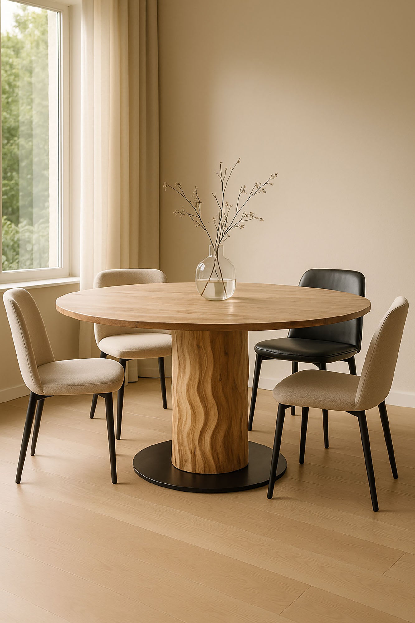 Mesa Redonda Comedor Acacia Metal 130X130X76