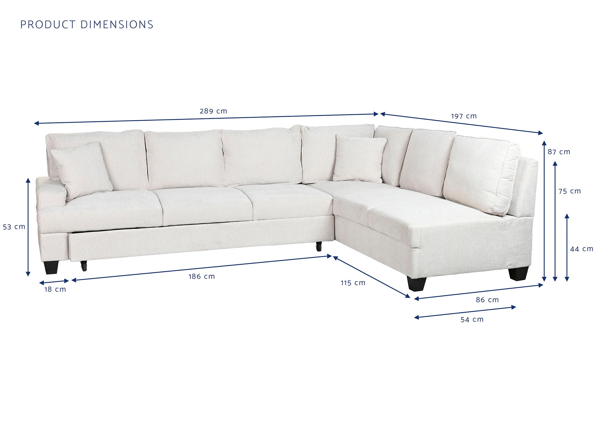 Sofa Cama Poliester 285X260X90 Beige