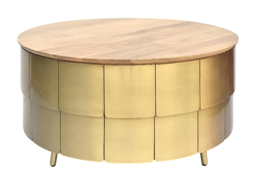 Mesa Centro Mango Laton 90X90X45 Dorado