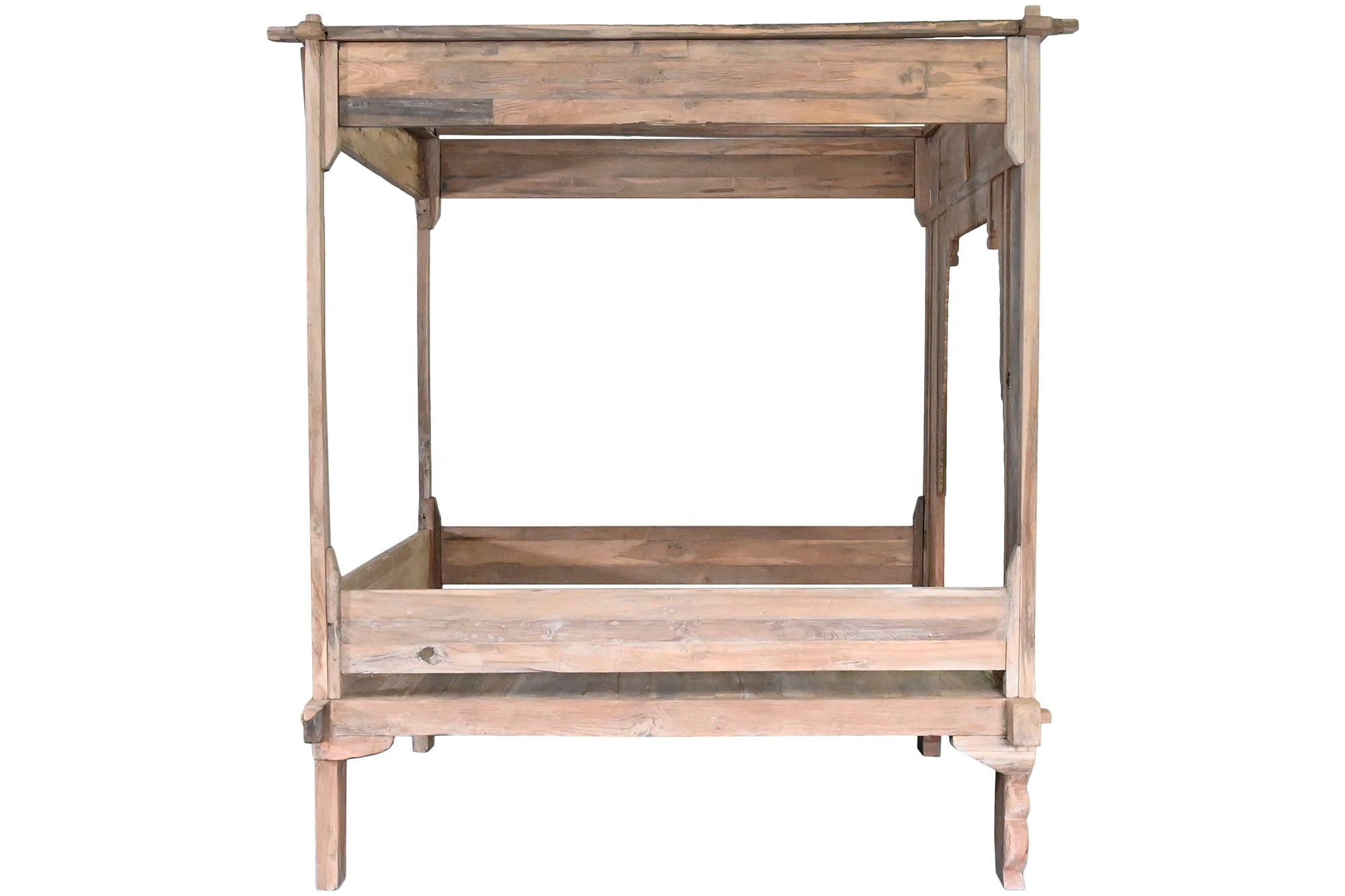 Cama Con Dosel Teca 225X160X206 Tallada Decape