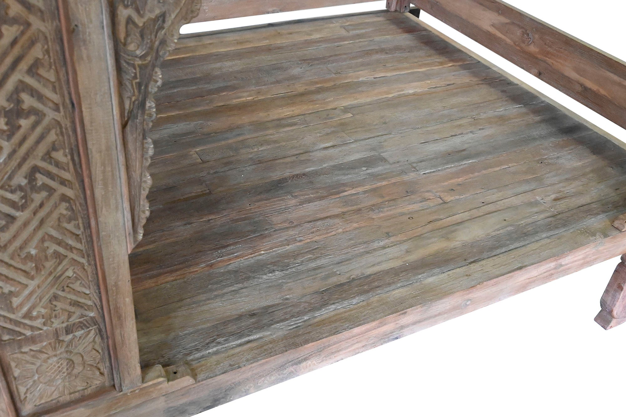 Cama Con Dosel Teca 225X160X206 Tallada Decape