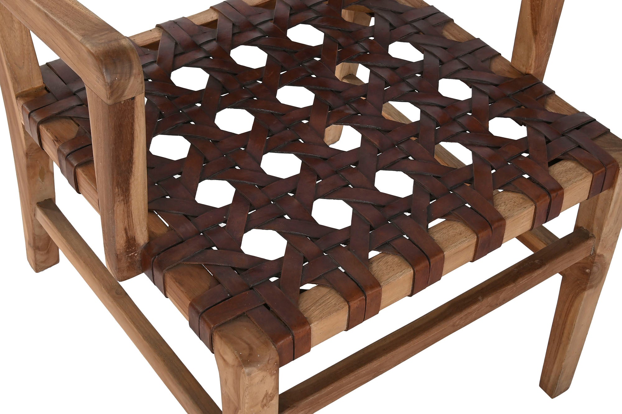 Sillon Teca Piel 56X58X74 Trenzado A Mano Marron