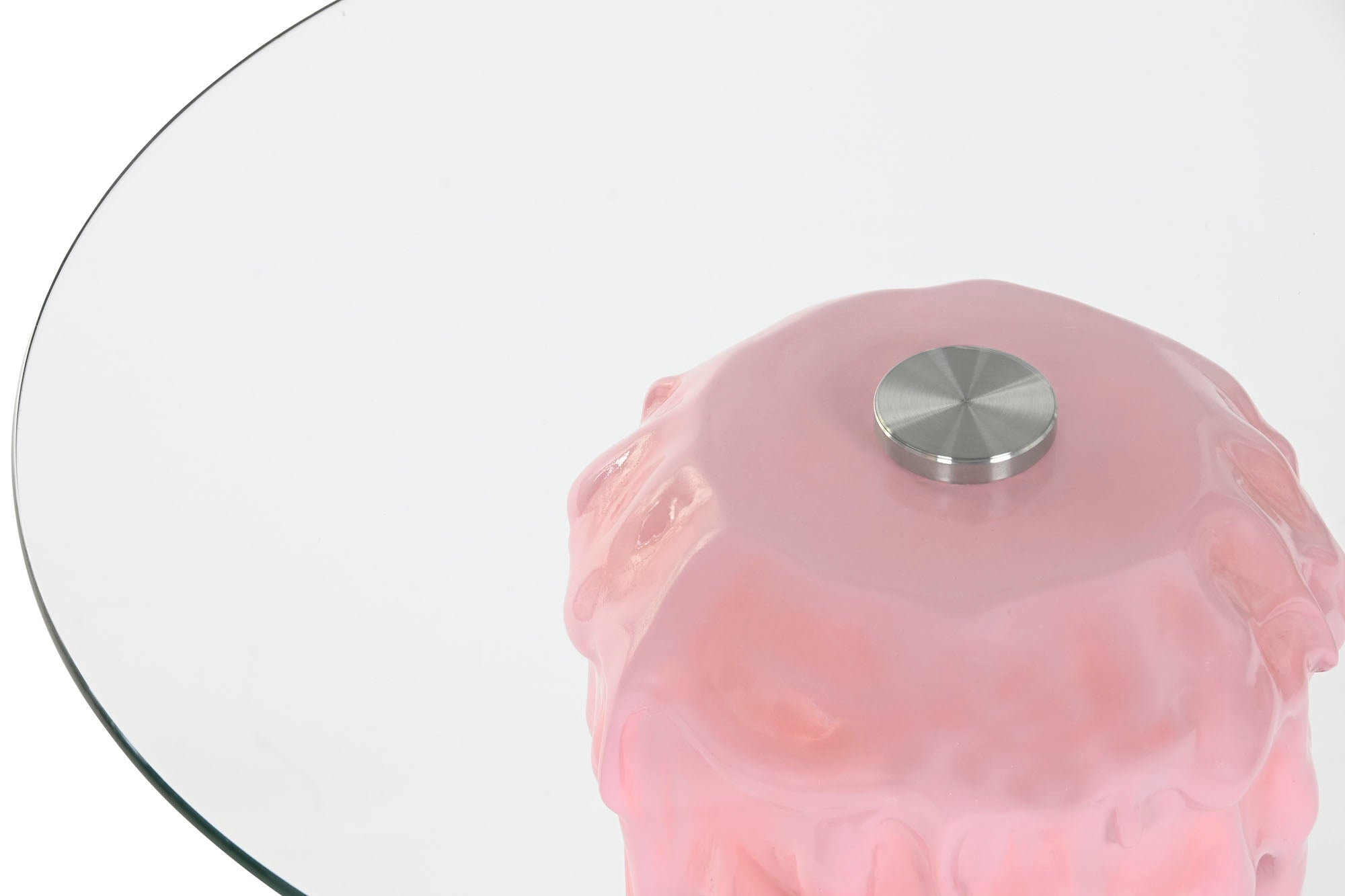 Mesita Auxiliar Cristal Resina 48X48X49 Helado