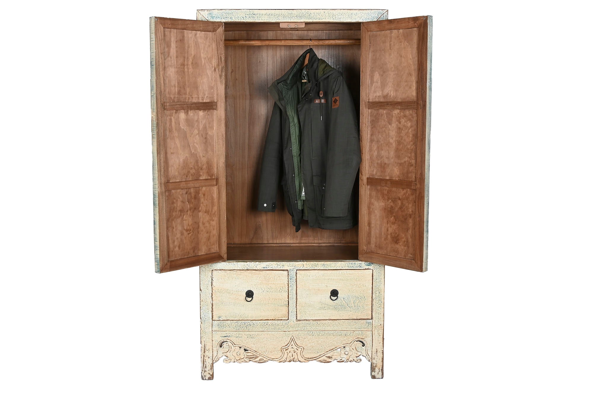 Armario Abeto Metal 88X52X180 Tallado Natural