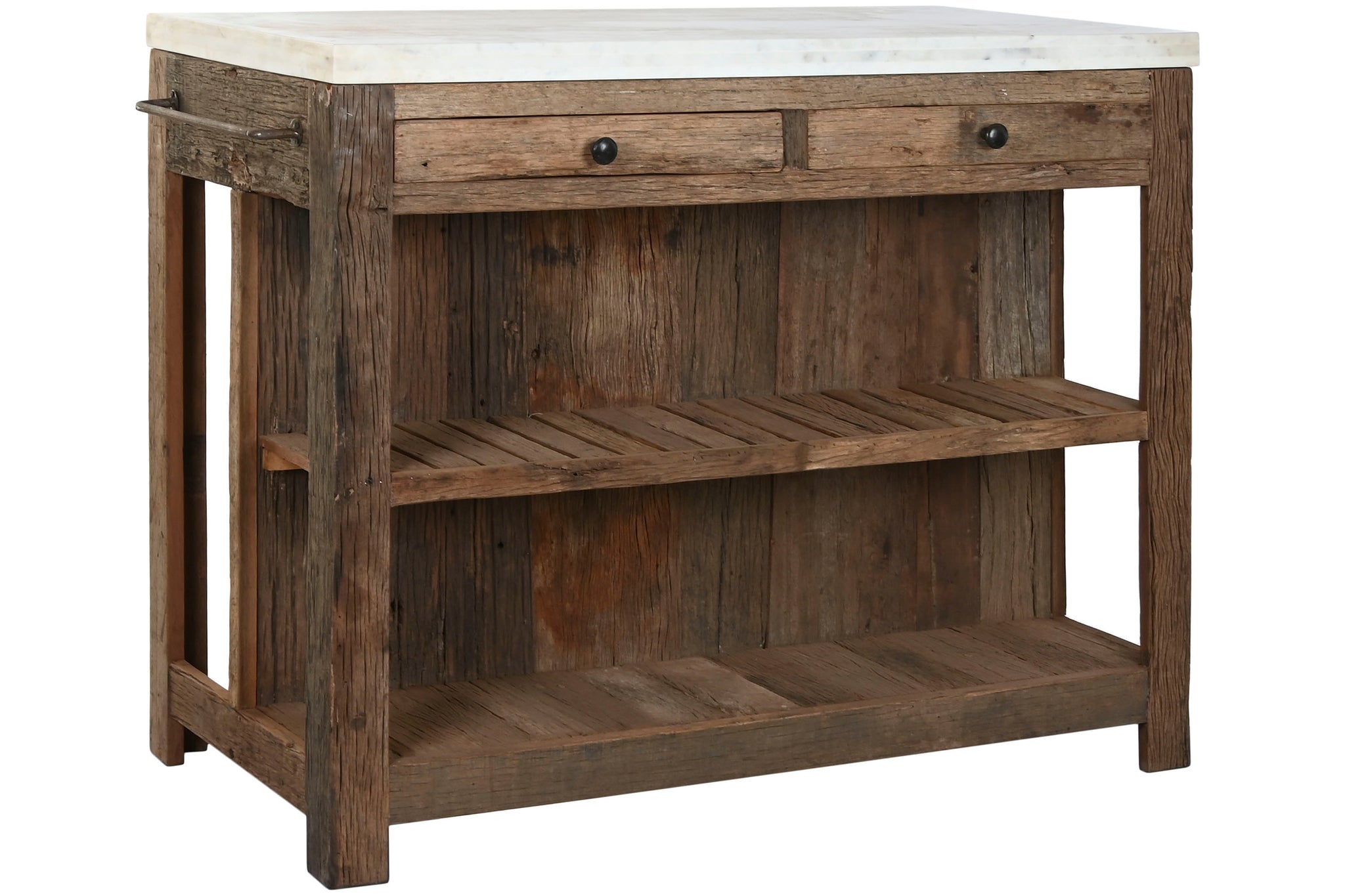 Isla Cocina Madera Reciclada 120X60X97 2 Cajones