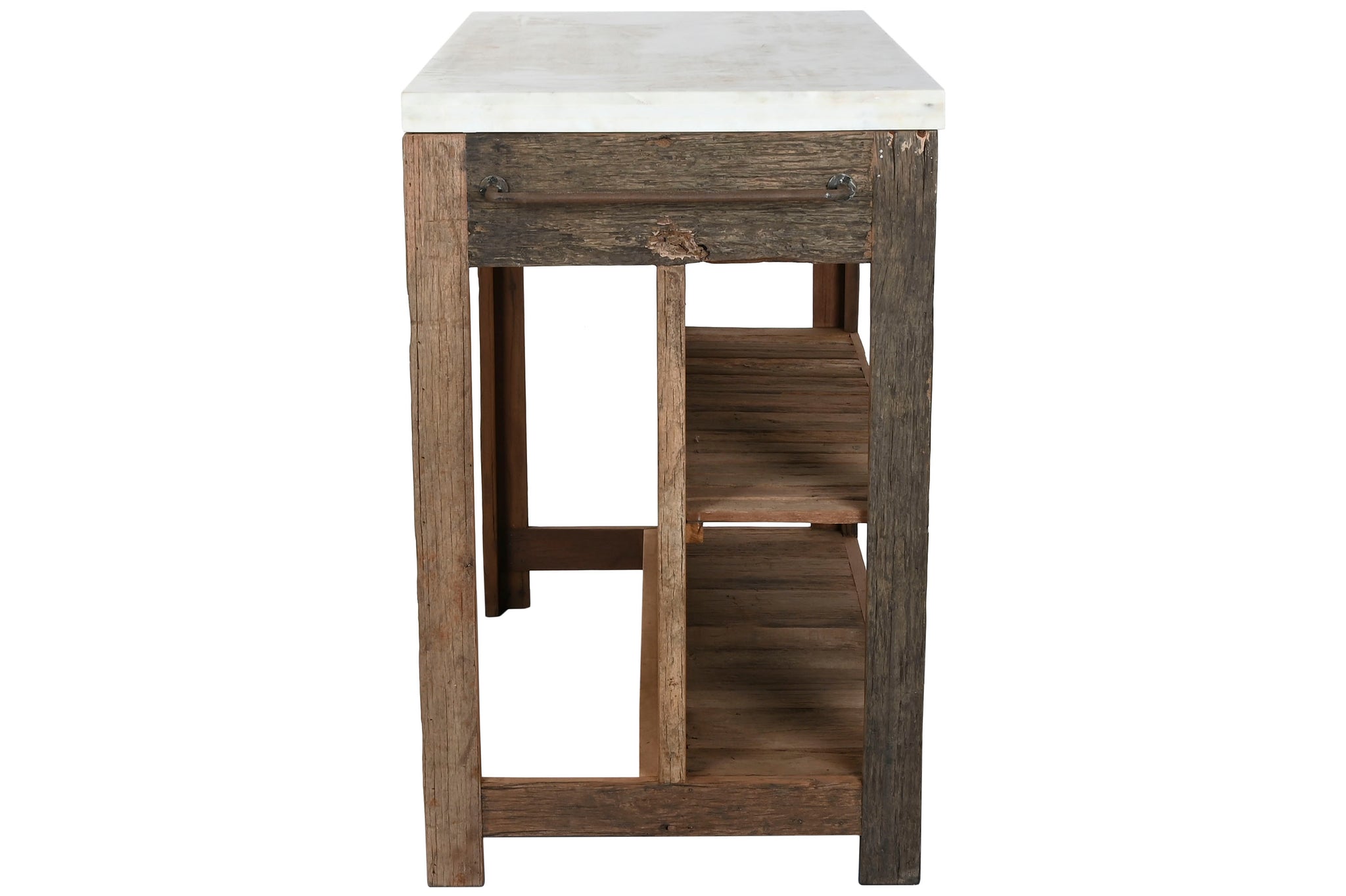 Isla Cocina Madera Reciclada 120X60X97 2 Cajones