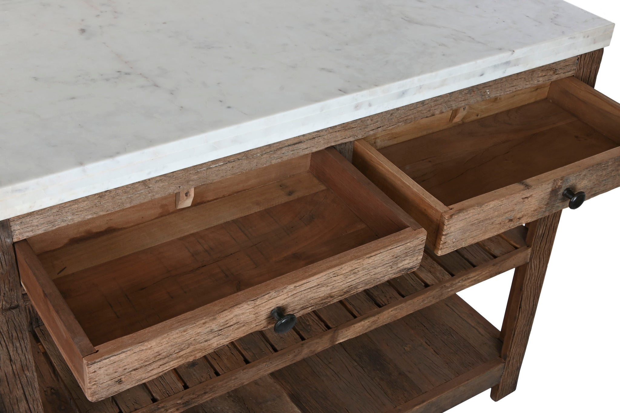 Isla Cocina Madera Reciclada 120X60X97 2 Cajones
