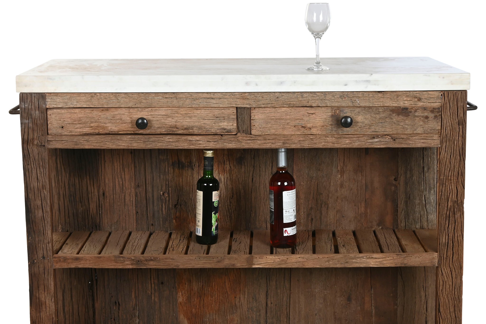 Isla Cocina Madera Reciclada 120X60X97 2 Cajones