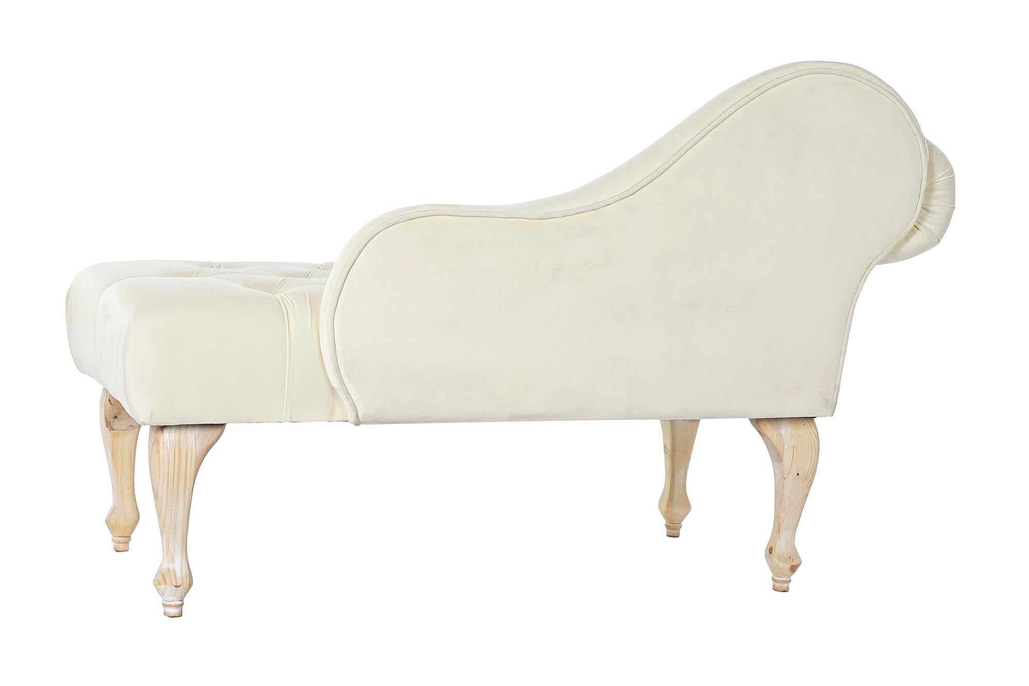 Chaiselongue Poliester Rubberwood 119X55X77 Crema