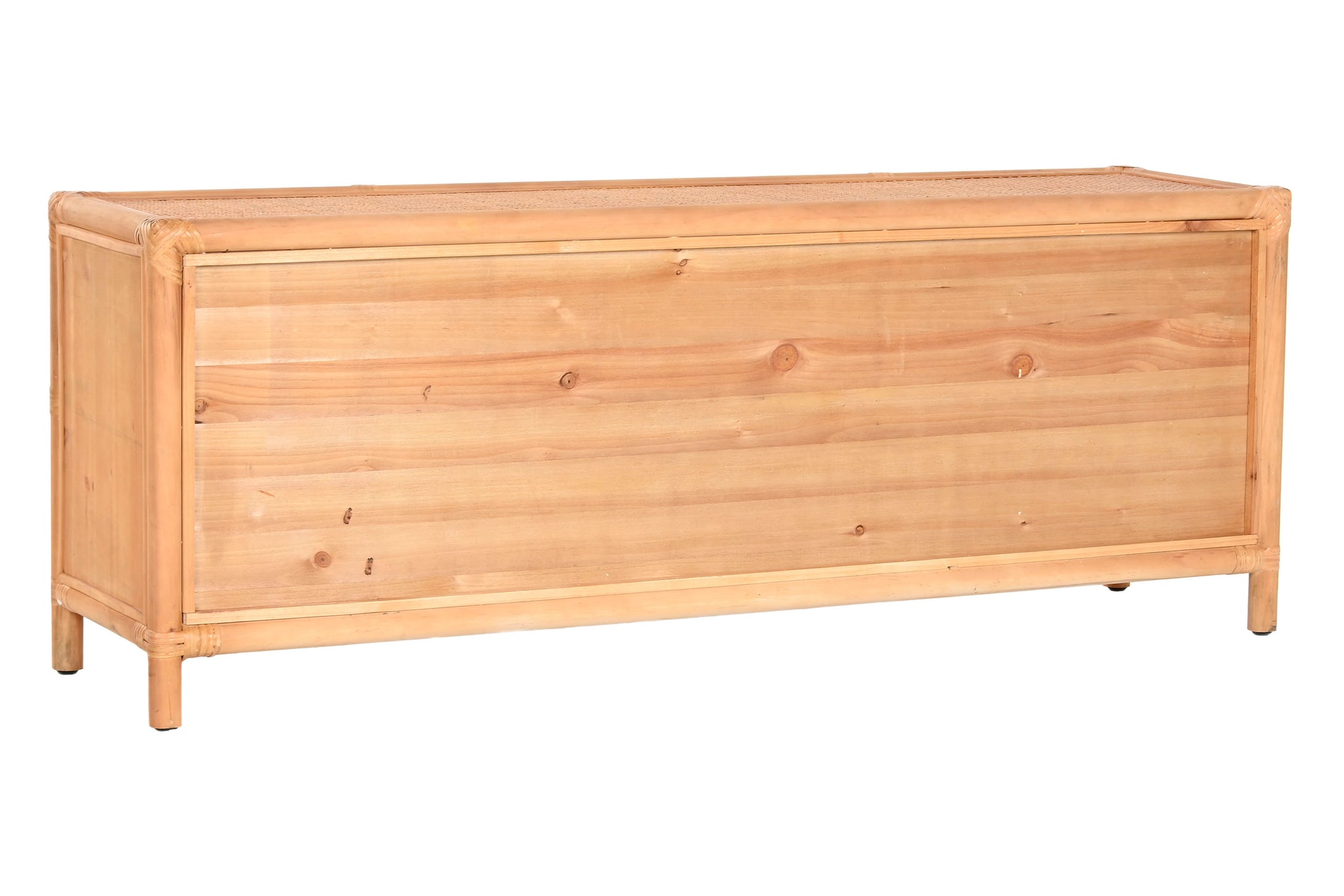 Mueble Tv Abeto Ratan 120X30X45 5 Cajones Natural
