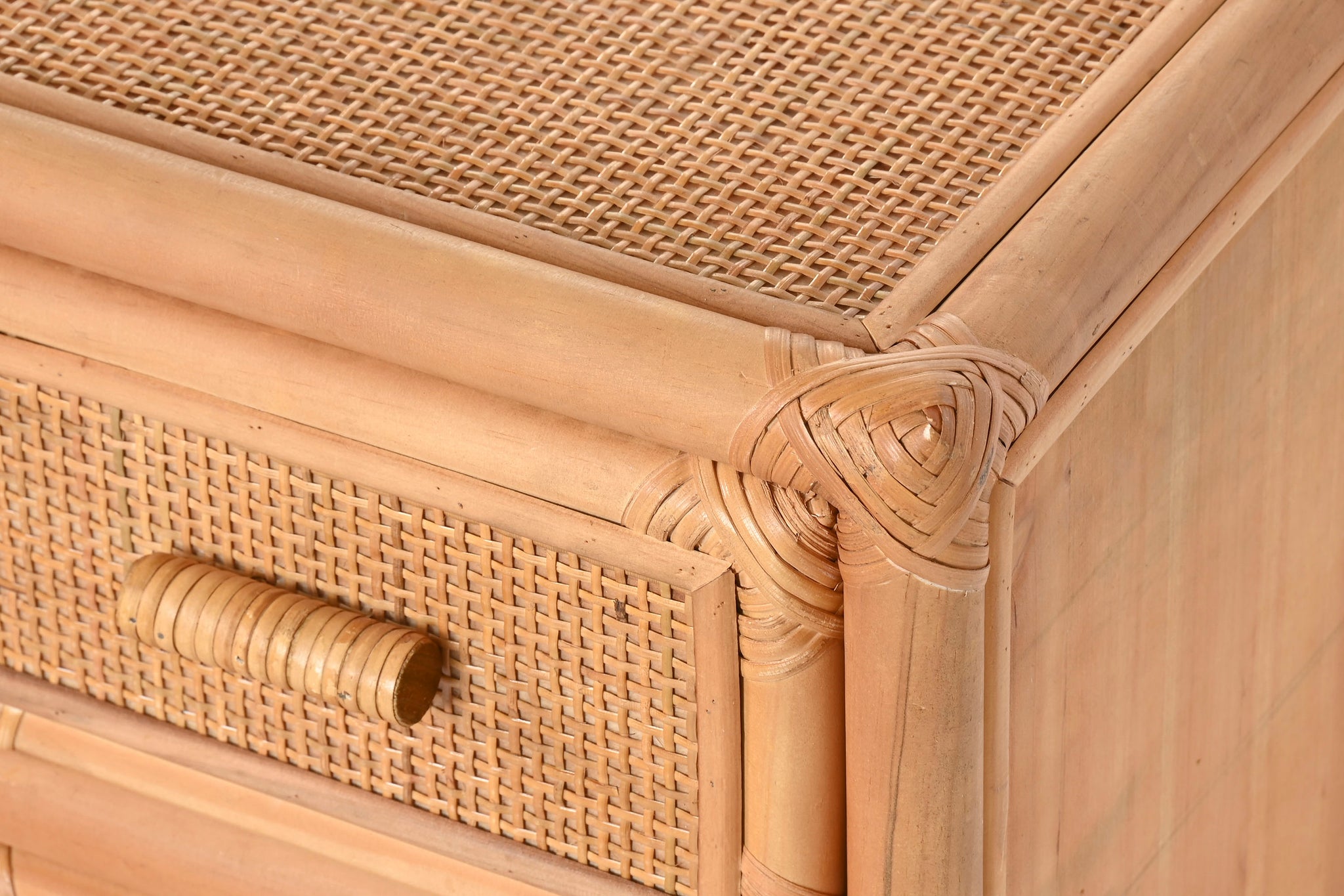 Mueble Tv Abeto Ratan 120X30X45 5 Cajones Natural