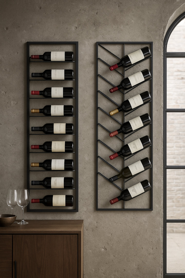 Botellero Metal 70X6X160 16Bot, Pared Negro