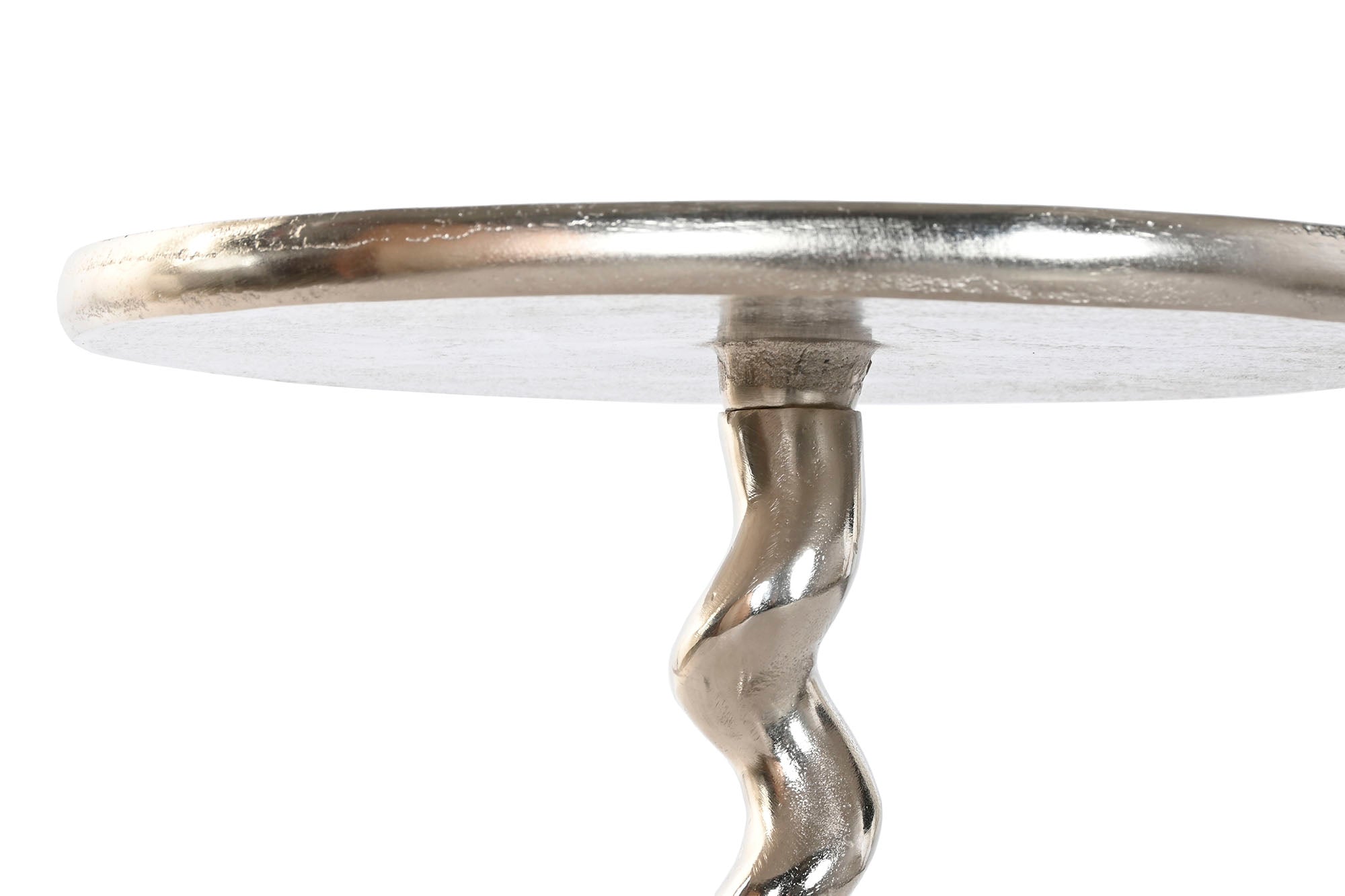 Mesita Auxiliar Aluminio 35X35X61 Espiral Plateado