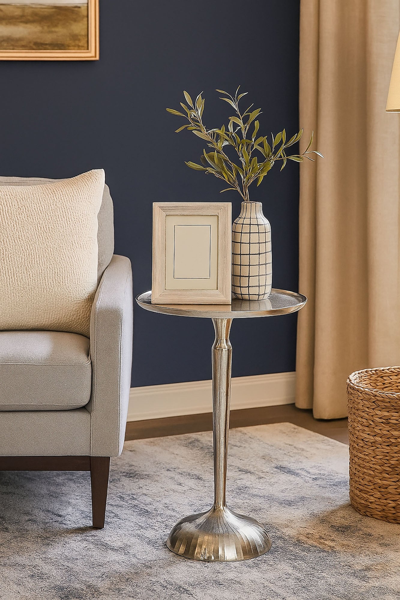 Mesita Auxiliar Aluminio 41X41X58 Plateado