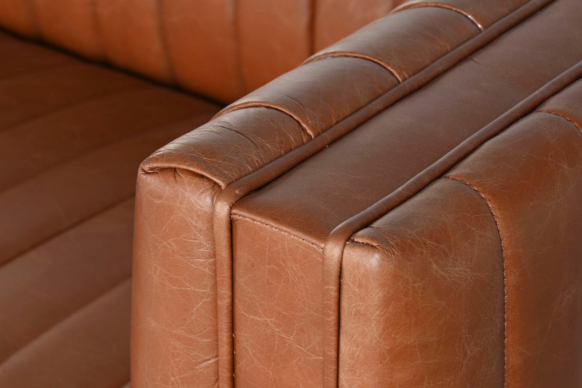 Sofa Piel 246,5X92X73 4 Plazas Cognac