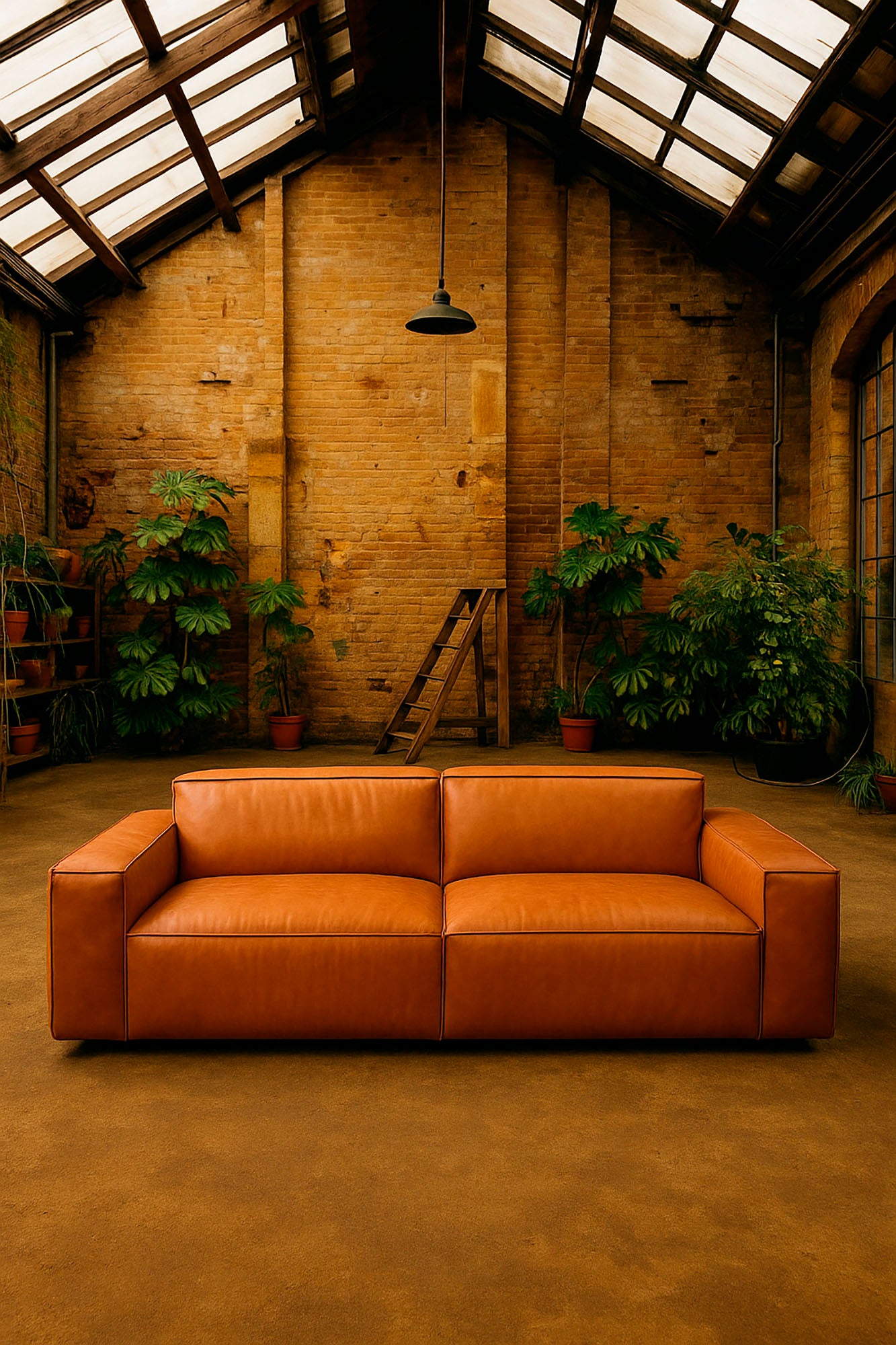 Sofa Piel 214X94X77 3 Plazas Cognac