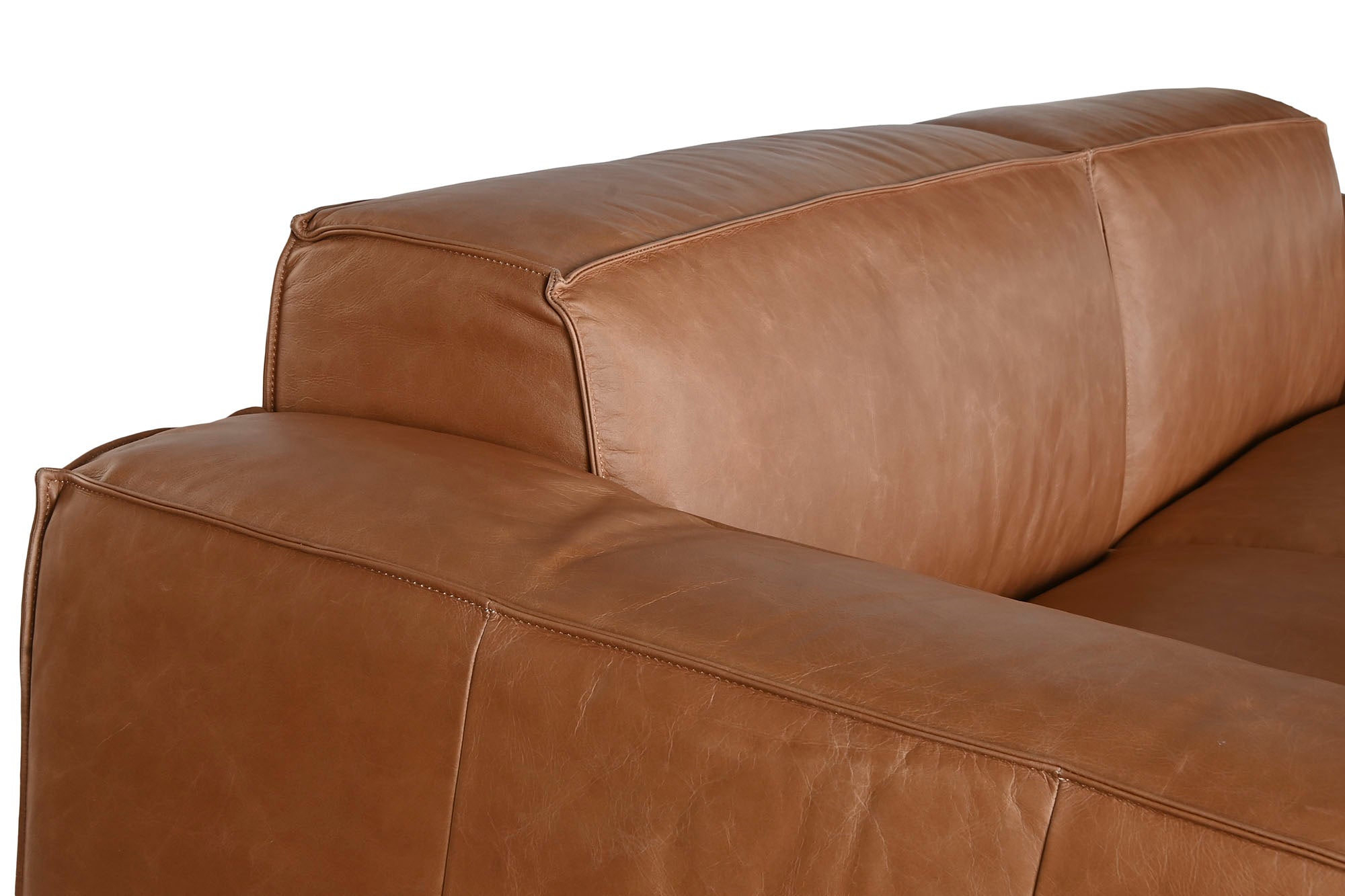 Sofa Piel 214X94X77 3 Plazas Cognac
