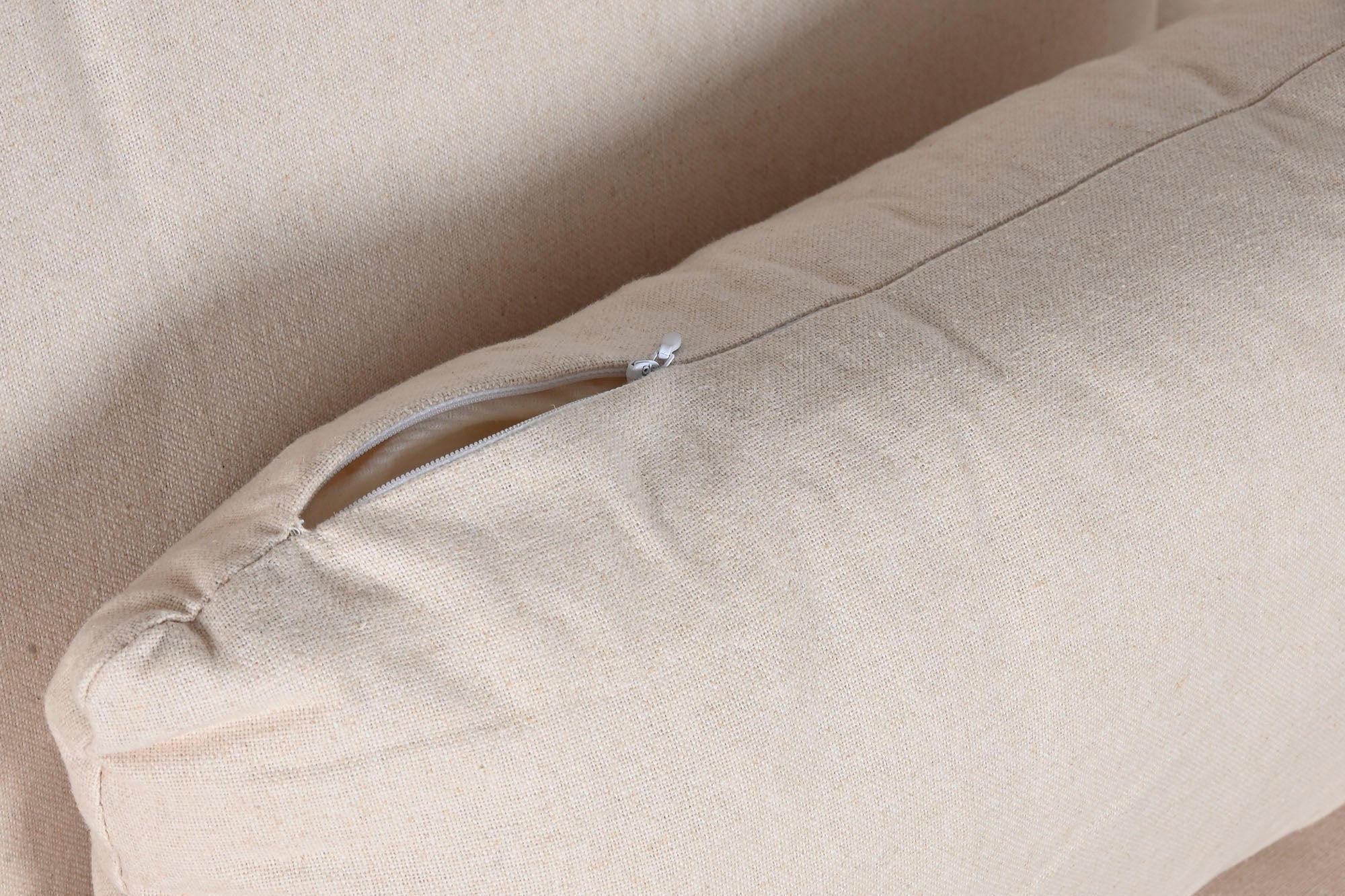 Sofa Lino Algodon 270X86X80 2 Cojines Beige