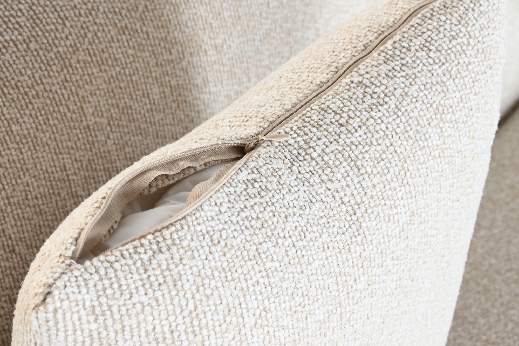 Sofa Madera Poliester 196X94,5X71 Bucle Blanco