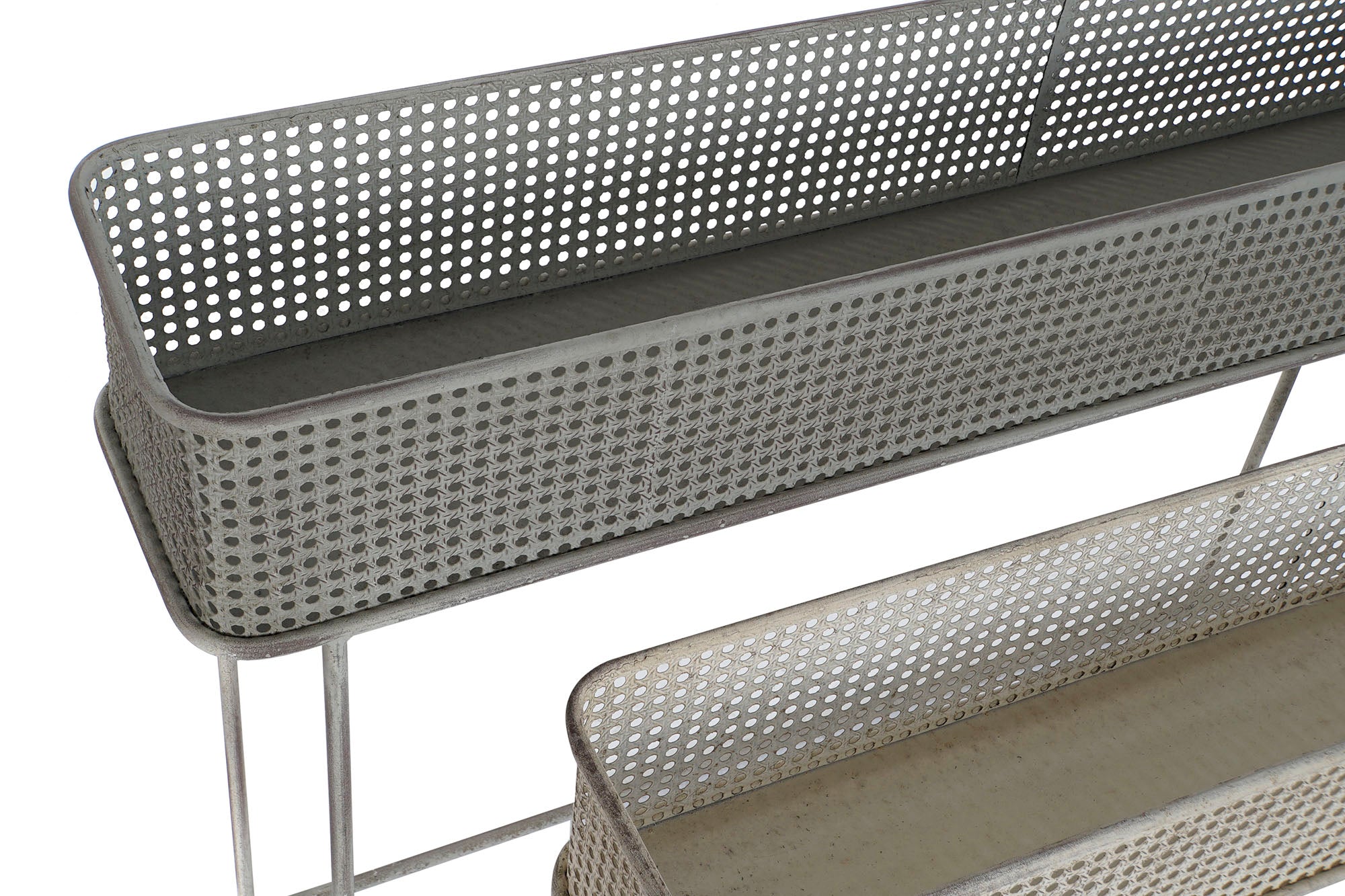 Conjunto de 2 vasos de metal 100x22x70 cinza envelhecido