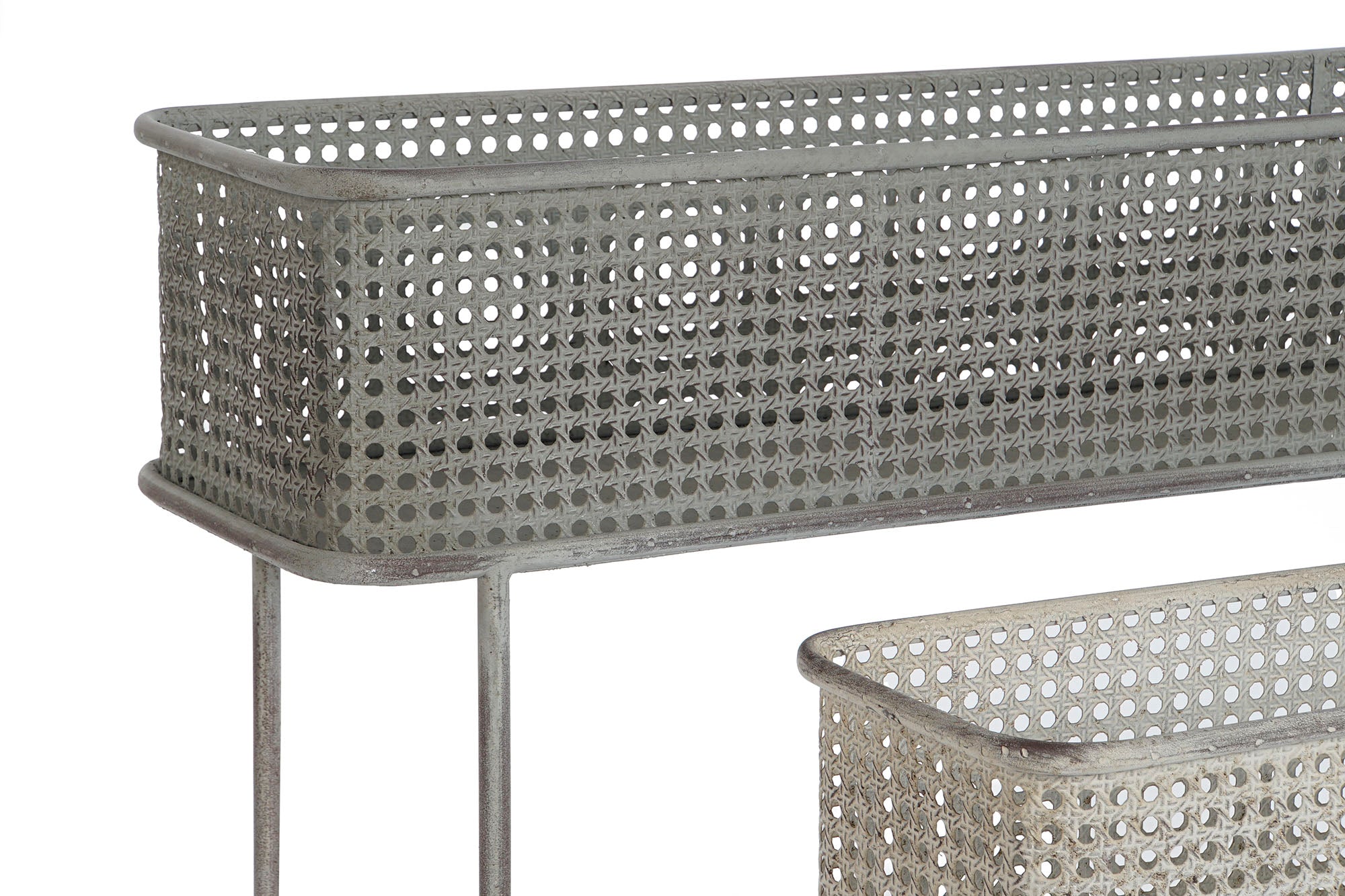 Conjunto de 2 vasos de metal 100x22x70 cinza envelhecido