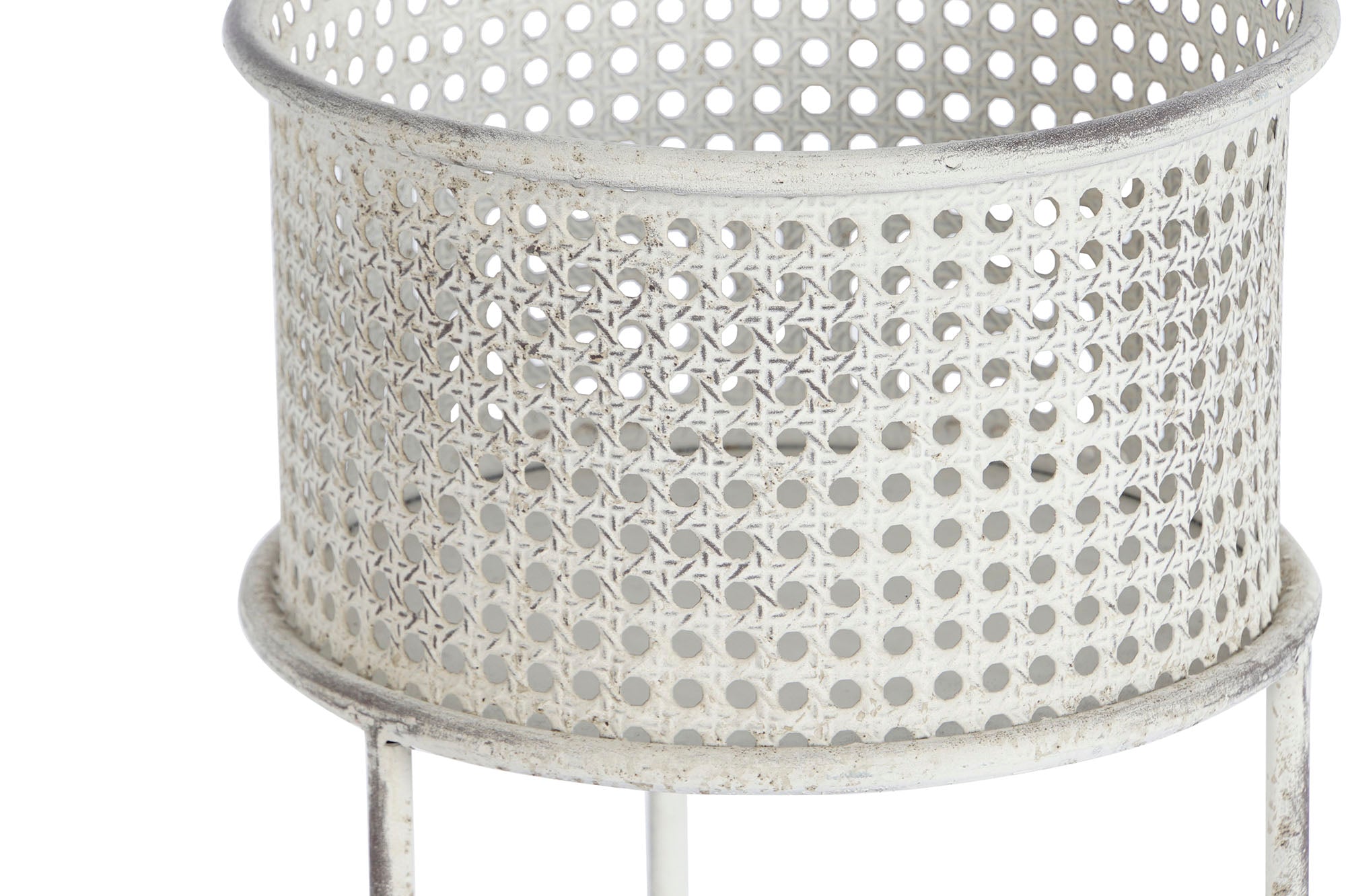 Conjunto de 2 vasos de metal 33x33x70 branco envelhecido