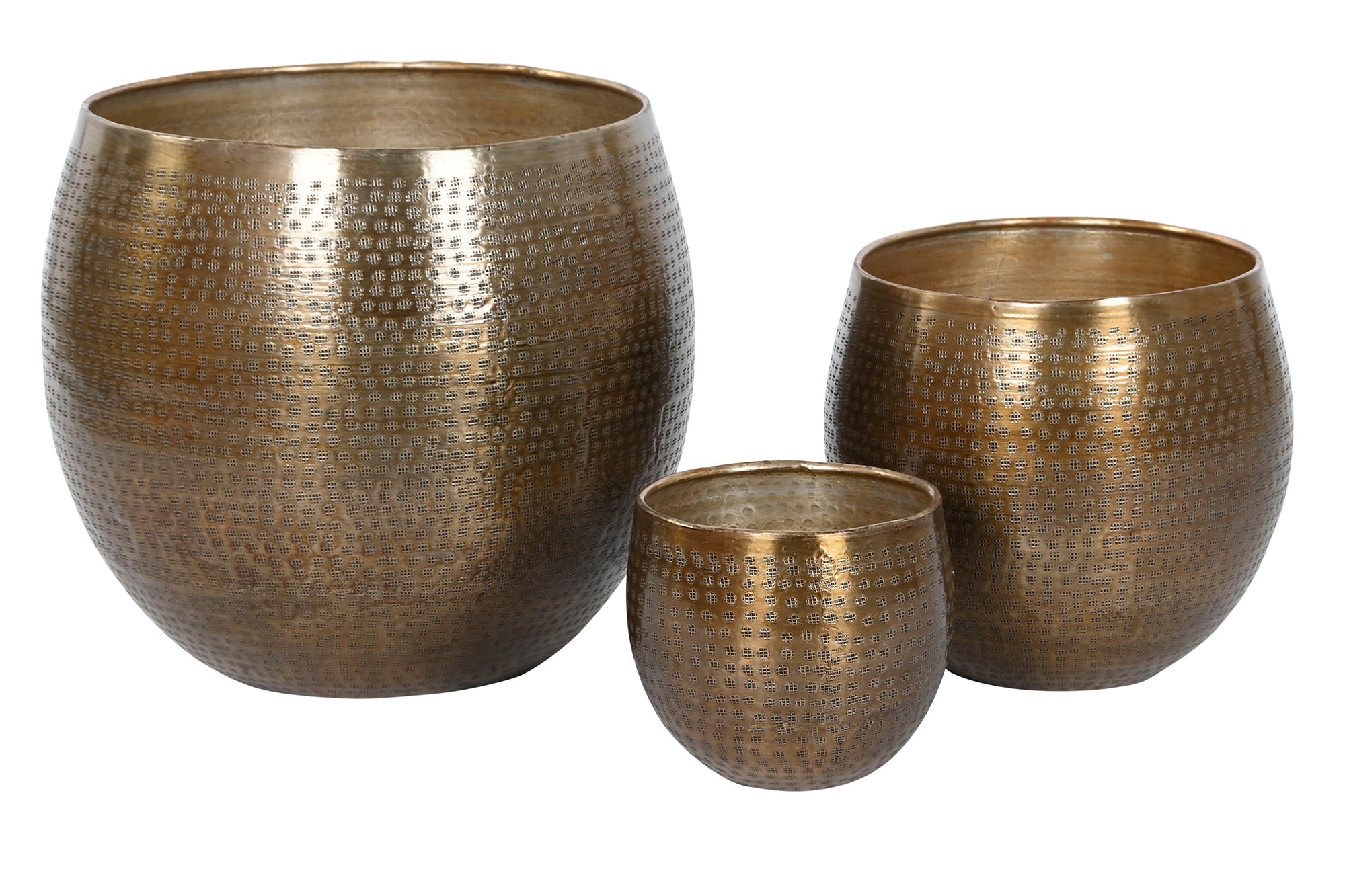 Conjunto de 3 vasos de alumínio 47x47x40,5 envelhecidos