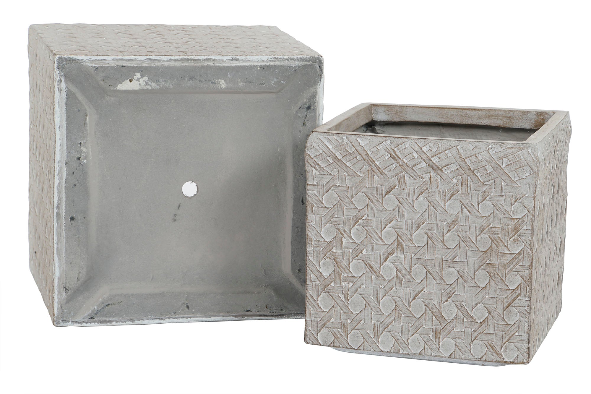 Conjunto de 4 potes de fibra de vidro de magnésia 44,5 x 44,5 x 42,5