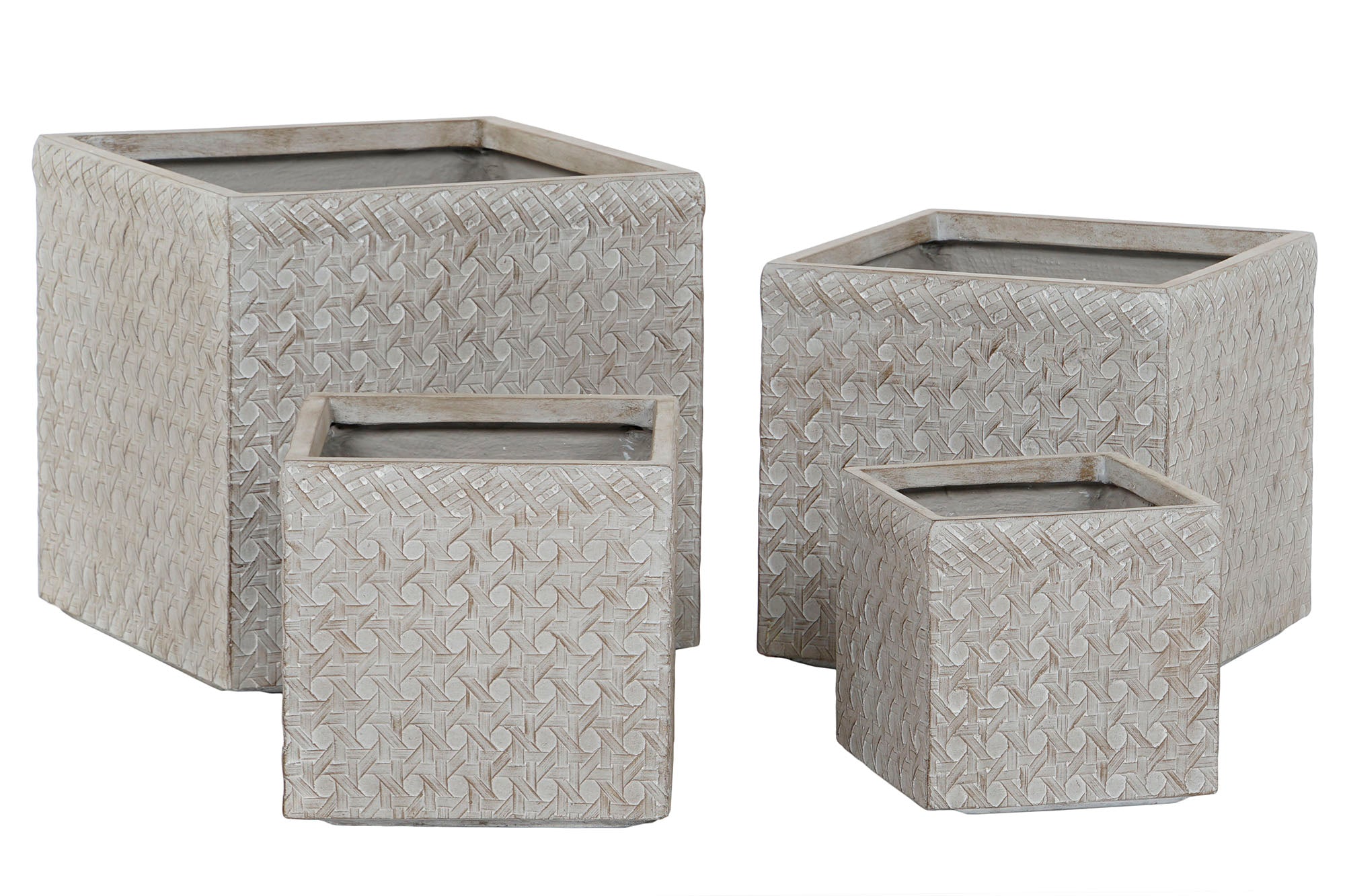 Conjunto de 4 potes de fibra de vidro de magnésia 44,5 x 44,5 x 42,5