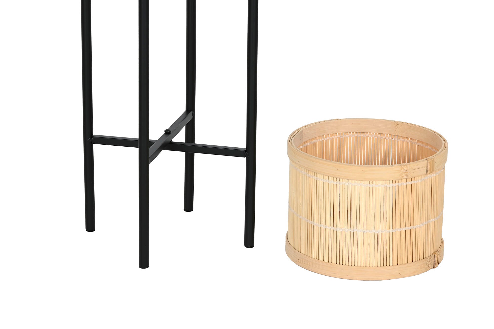Conjunto de 3 vasos de bambu de metal 31x31x103 preto