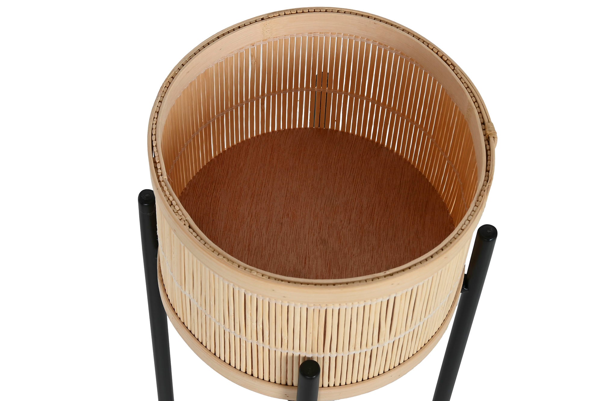 Conjunto de 3 vasos de bambu de metal 31x31x103 preto