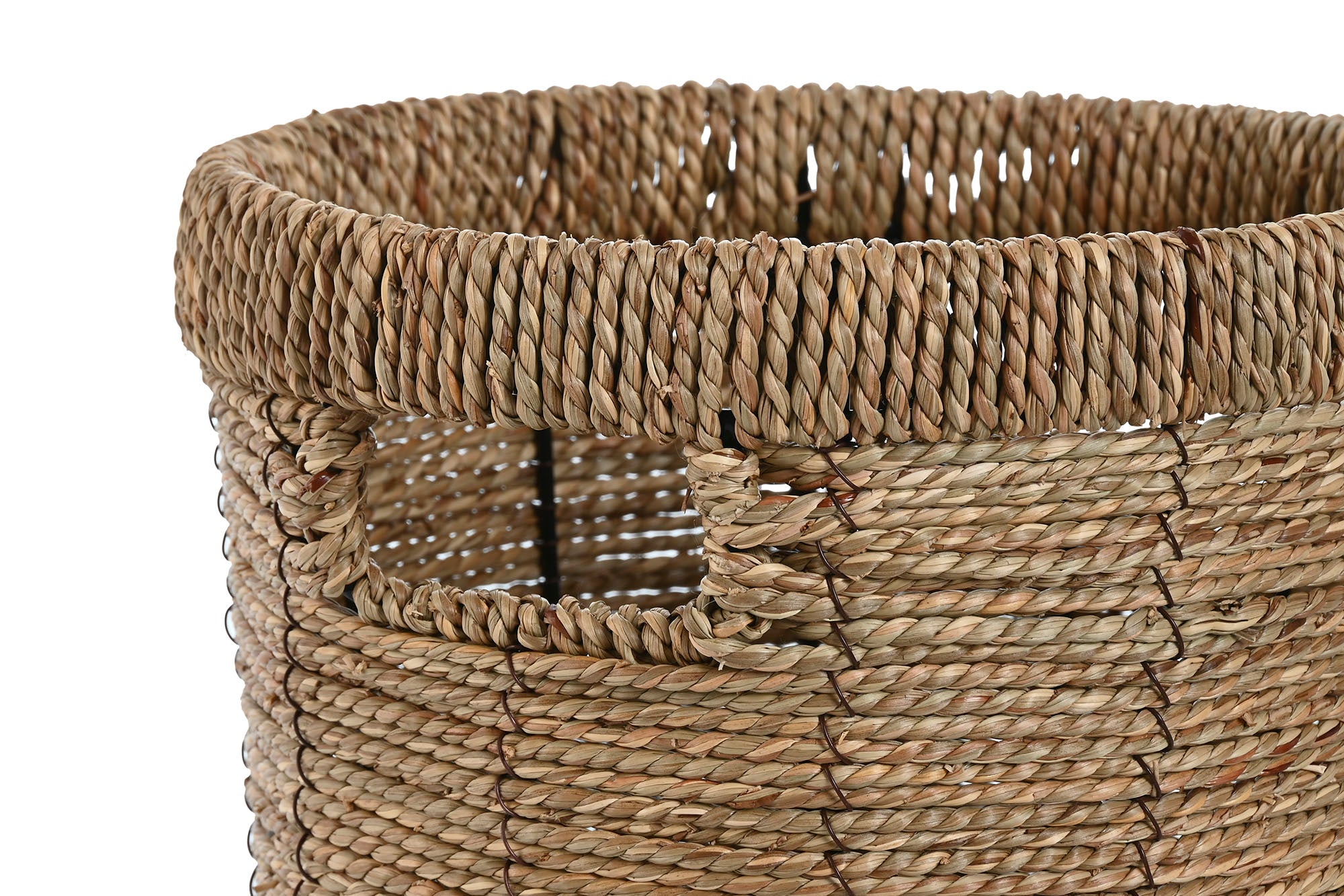 Conjunto de 3 vasos de fibra metálica 36x36x29 marrom