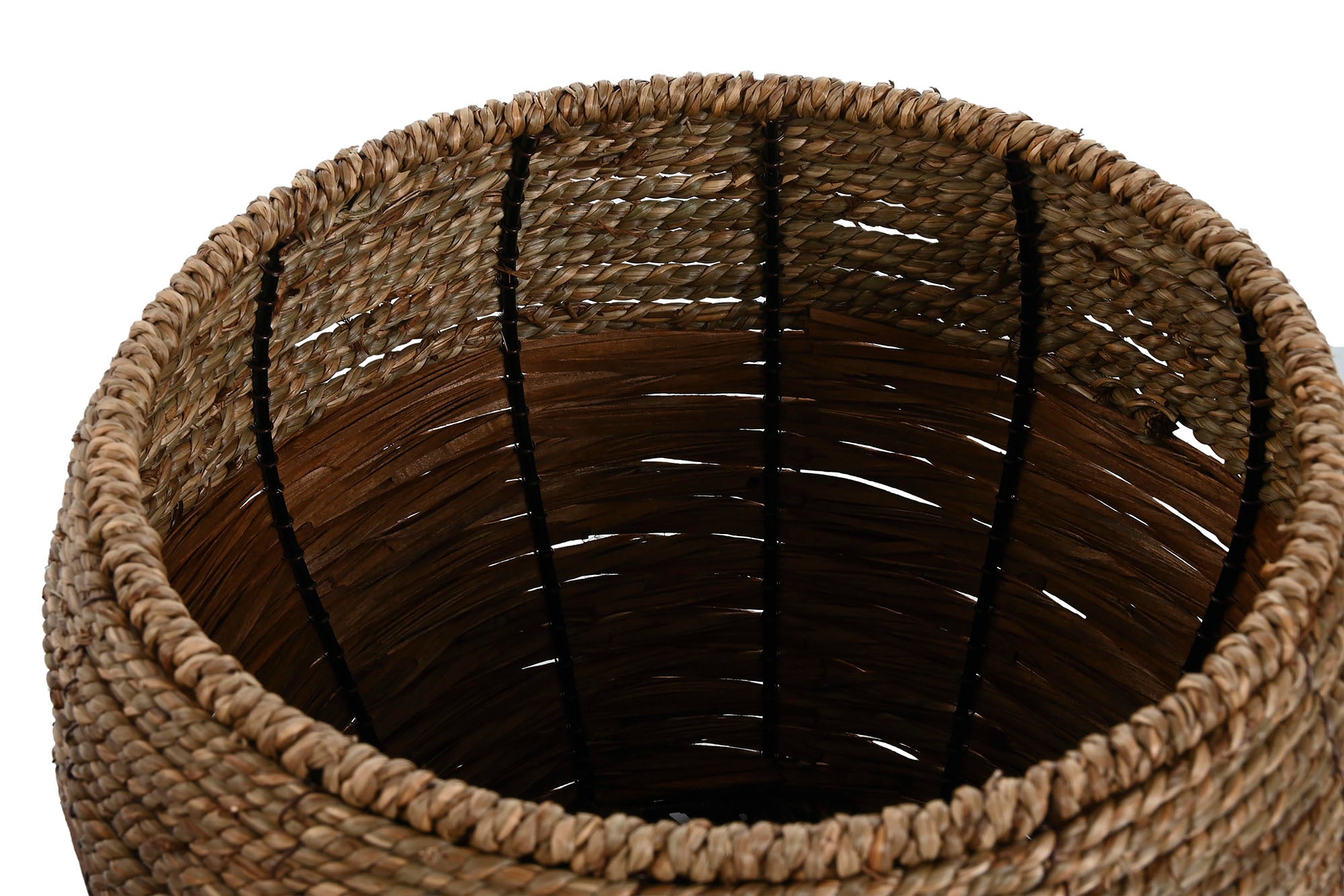 Conjunto de 3 vasos de fibra metálica 32x32x23 natural