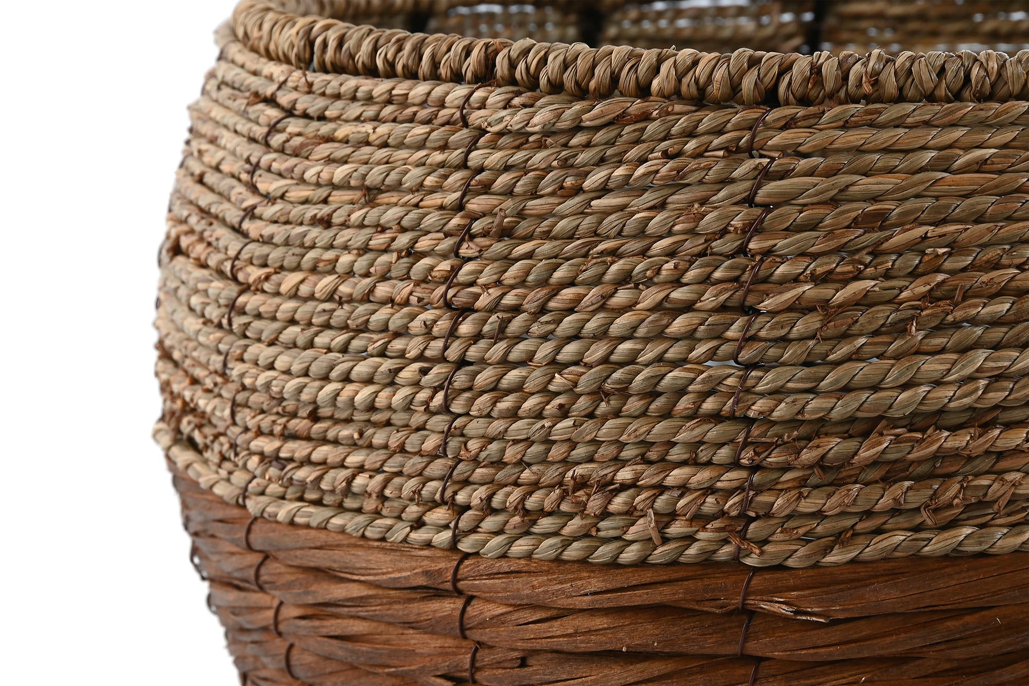 Conjunto de 3 vasos de fibra metálica 32x32x23 natural