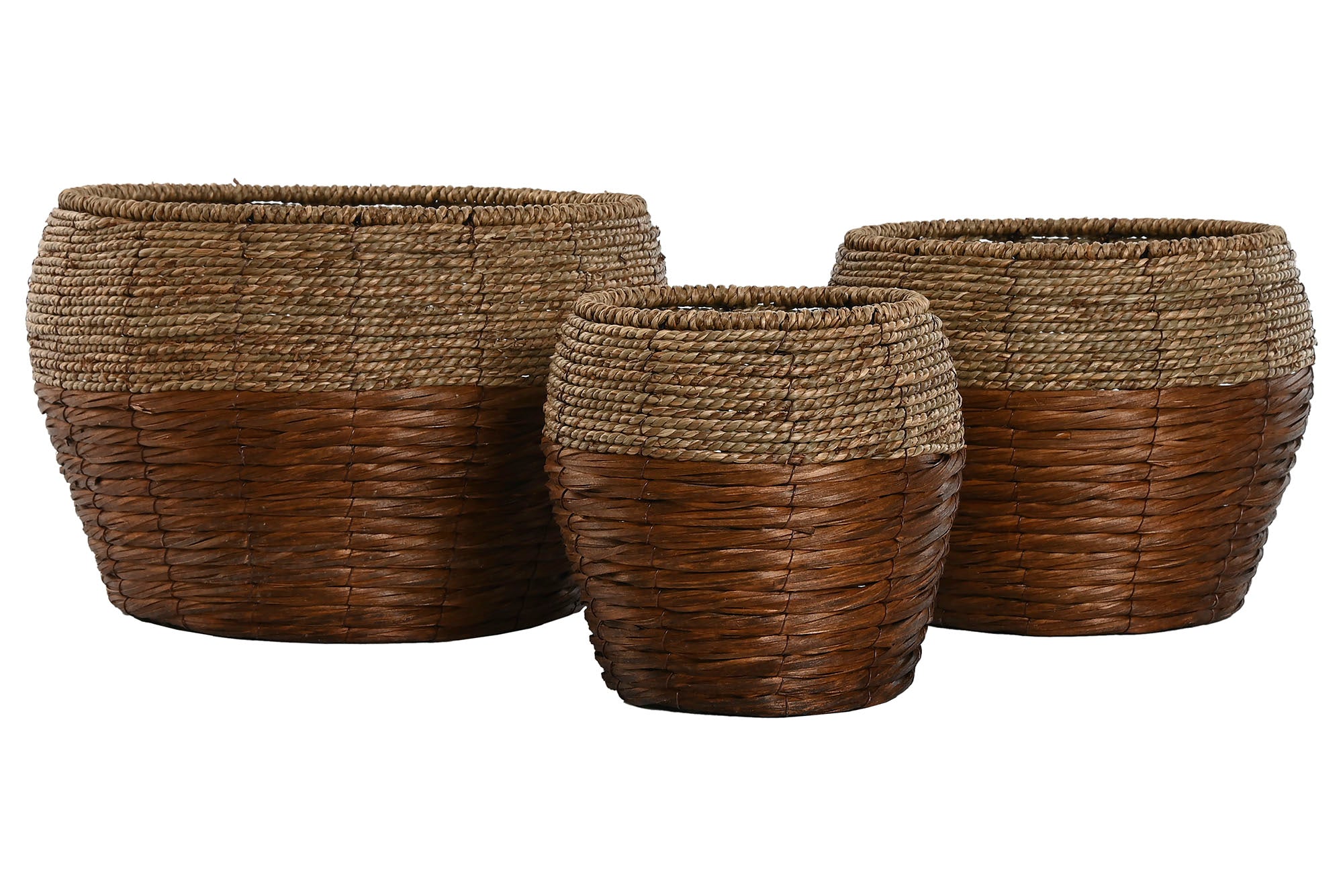 Conjunto de 3 vasos de fibra metálica 32x32x23 natural