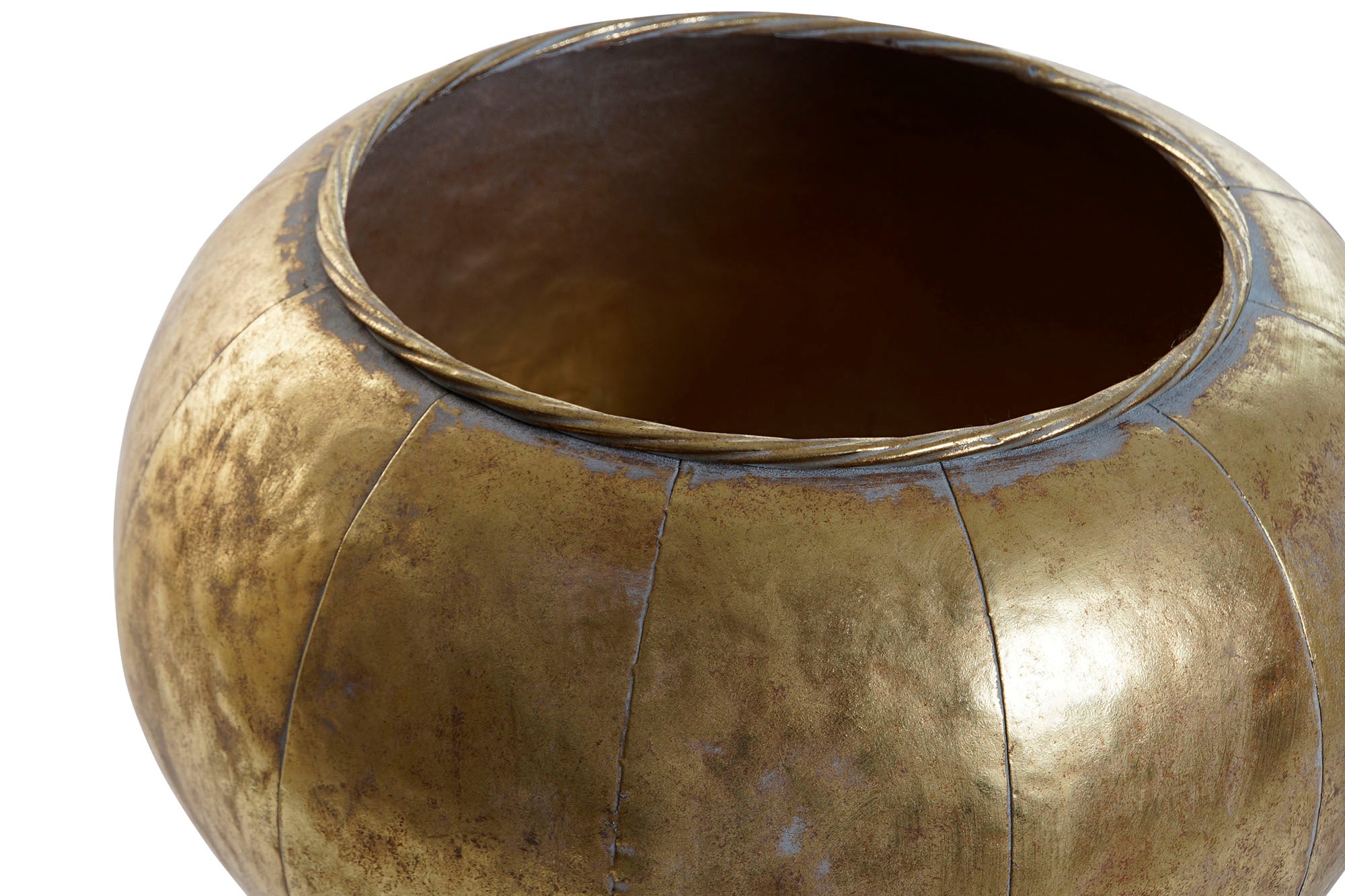 Vaso de metal 30X30X60 ouro envelhecido