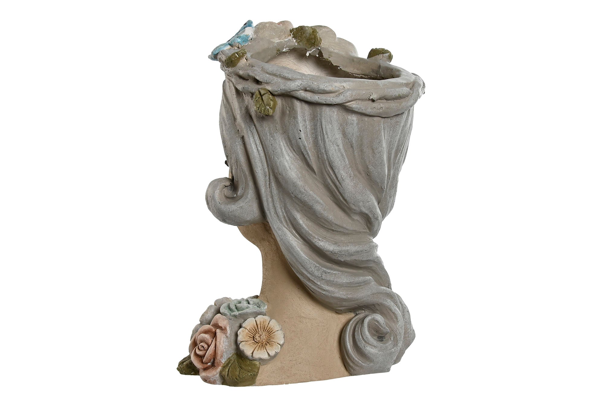 Vaso de Magnésia 32x30x48 Menina Flores Creme